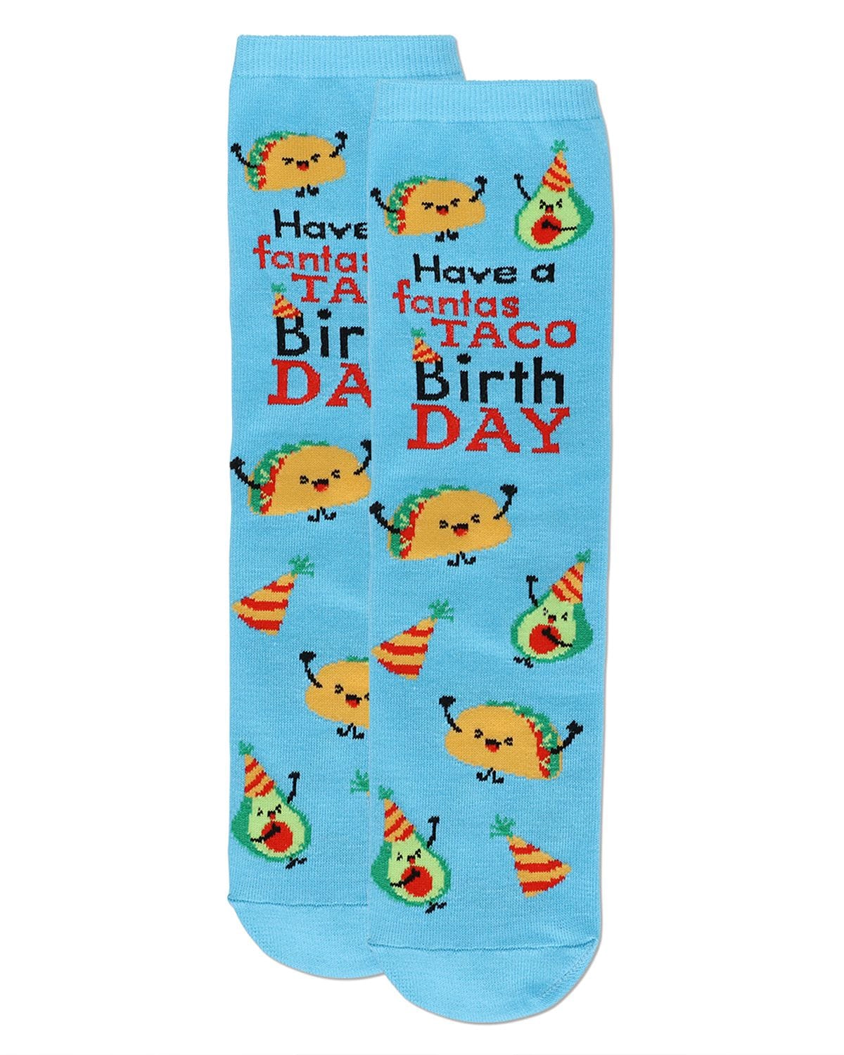 MeMoi Unisex Have a FantasTACO Birthday Greeting Card Crew Socks