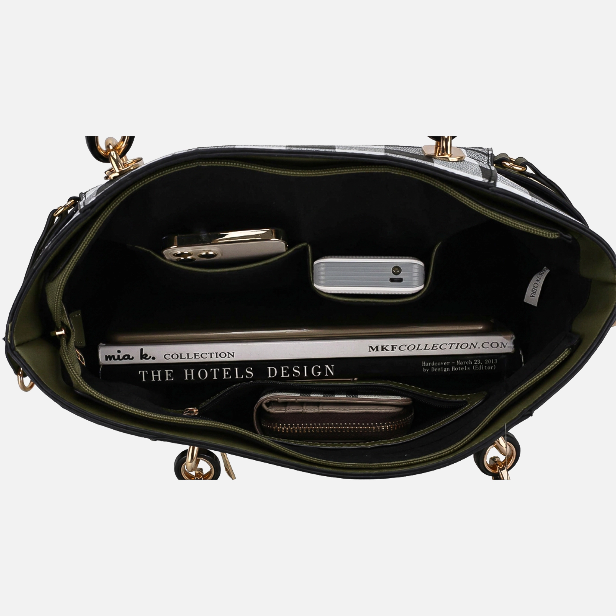 Mia K Collection Vegan Leather Tote with Wallet and Gold-Tone Hardware