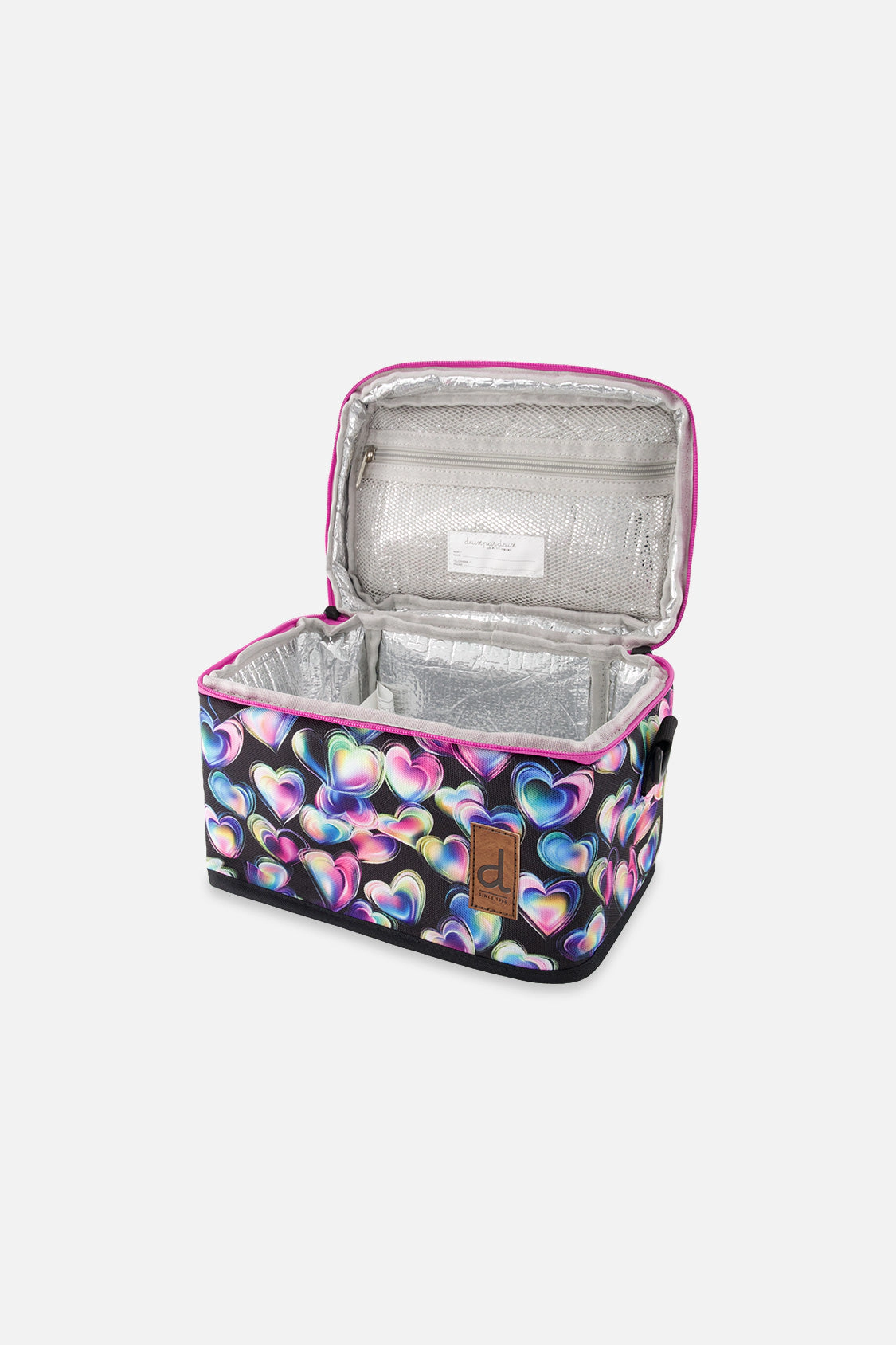 Deux par Deux Girls Insulated Heart Print Lunch Box with Removable Shoulder Strap