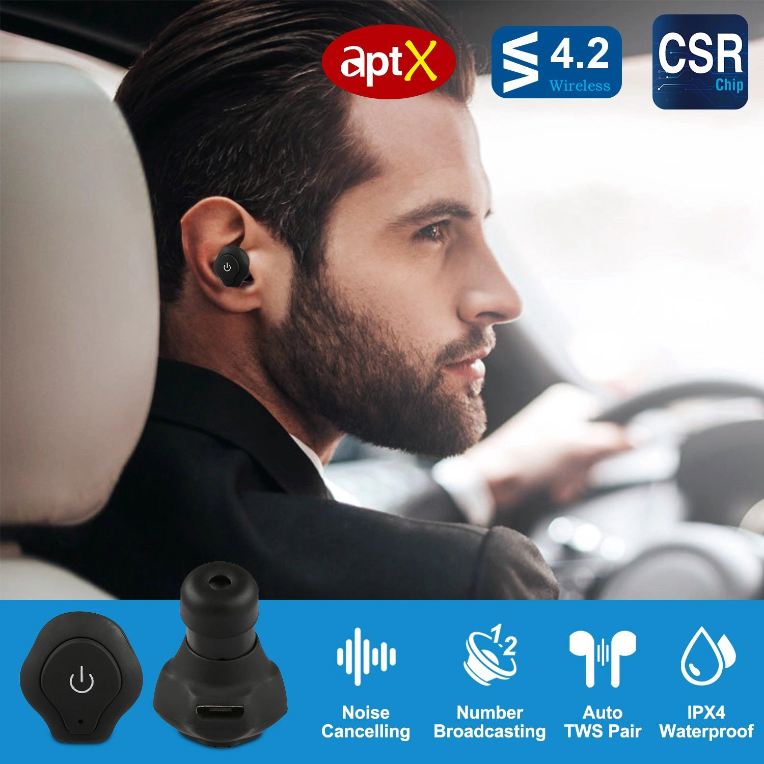 GBruno Wireless Stereo Earbuds With Microphone