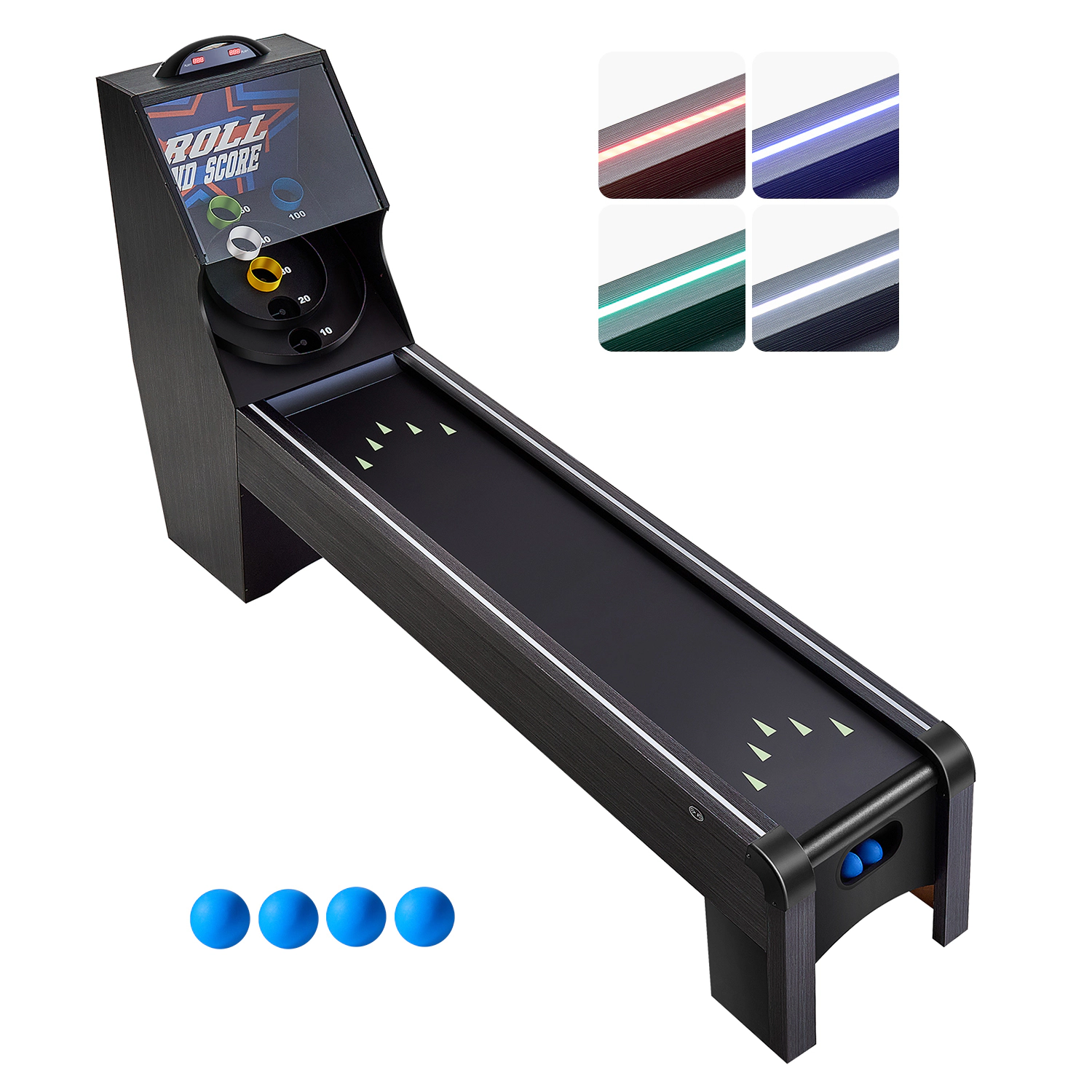 HONGGE Roll and Score Classic Arcade Table Game with Electronic Scorer, Sound, Automatic Ball Return, 4 Balls Included