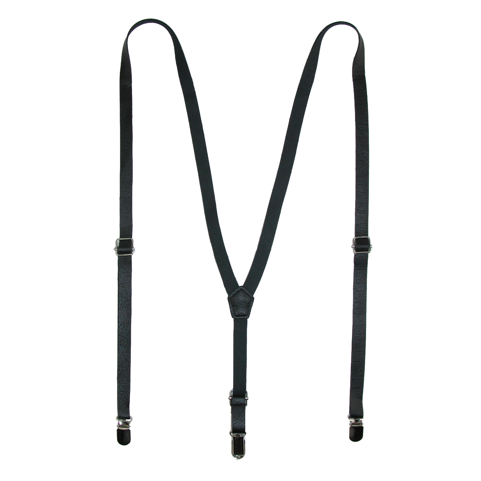CTM Faux Leather Slim Clip-End Suspenders