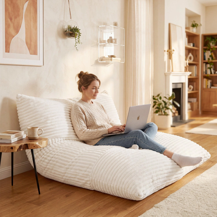 Hivvago Convertible Bean Bag Floor Sofa With Machine-Washable Corduroy Cover