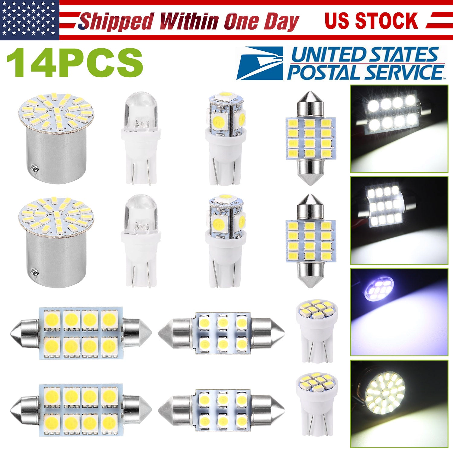 GBruno 14-Piece LED Car Interior Light Bulb Kit