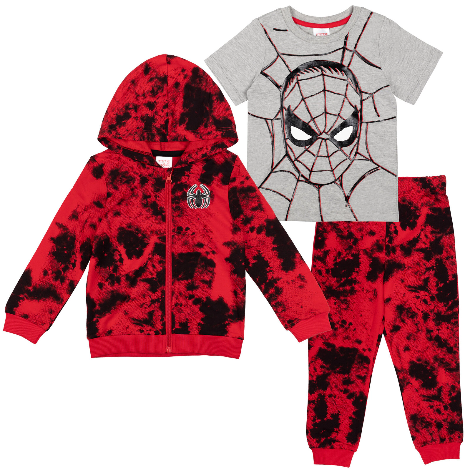 Marvel Spider-Man Boys' 3-Piece Zip-Up Hoodie and Pants Set