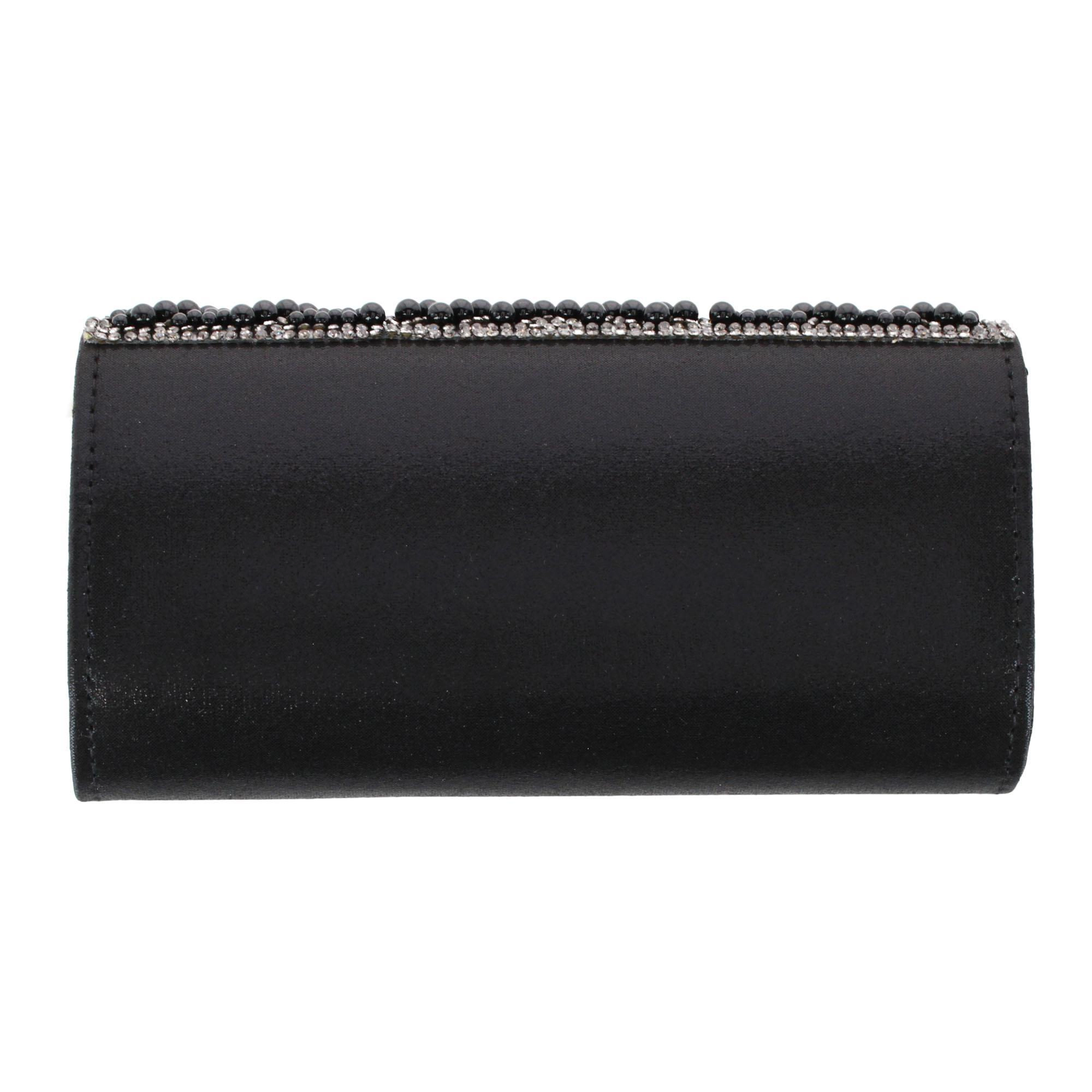 CTM Women's Synthetic Rhinestone and Pearl Evening Clutch Handbag