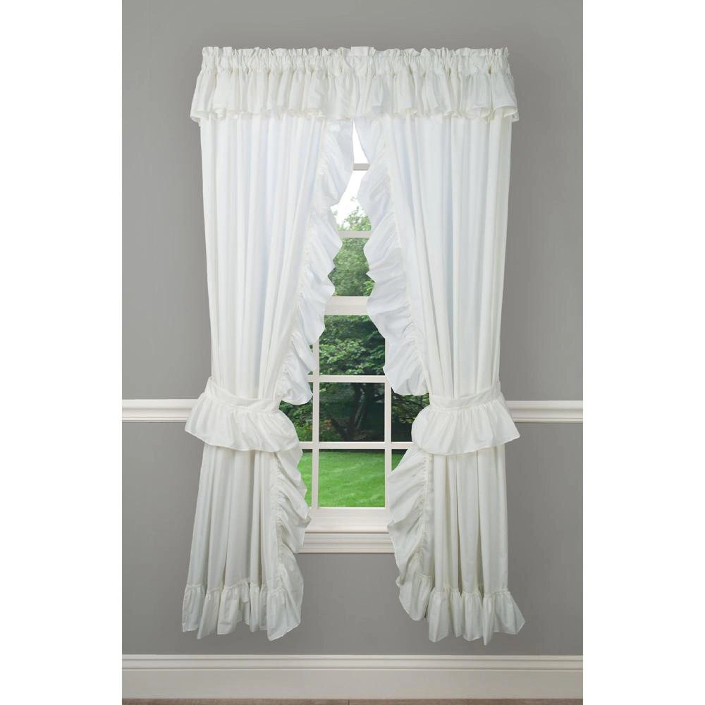 Ellis Curtain 2-Piece Ruffled Priscilla Window Curtain Panel Pair with ties