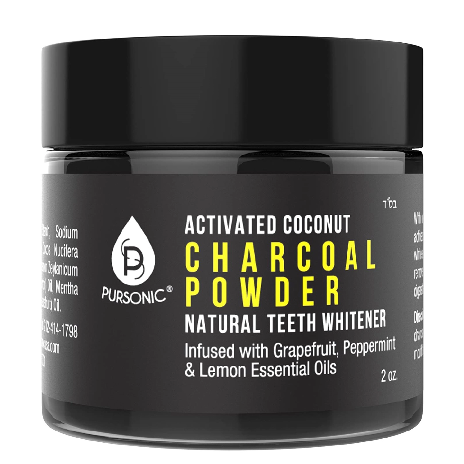 Pursonic Unisex Natural Activated Coconut Charcoal Teeth Whitening Powder with Essential Oil