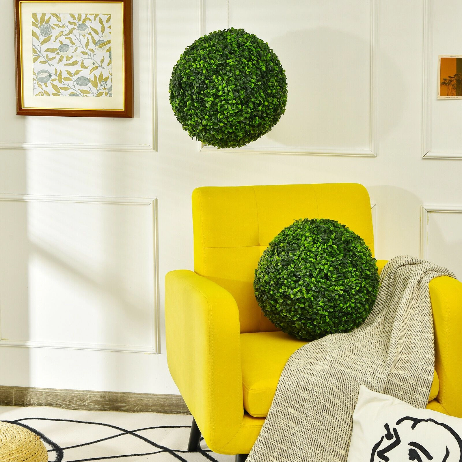 SlickBlue Artificial Boxwood Topiary Ball with UV Resistant PE Leaves