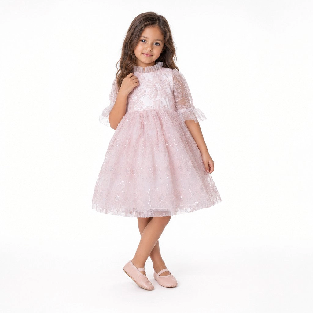 Faeella Girls Blush Petal Music Box Dress
