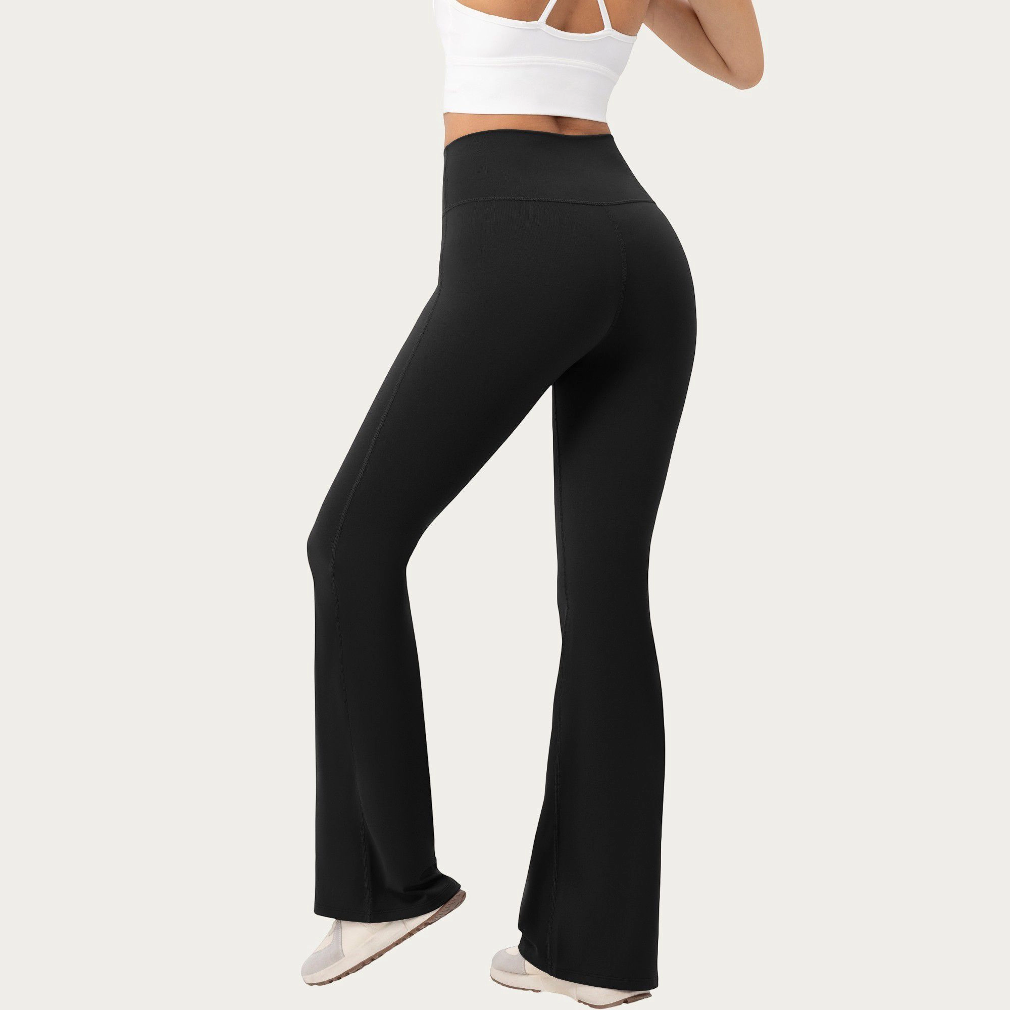 Anna-Kaci Active Women's High Waist Flare Leggings with Stretch Knit Fabric and Smooth Sculpting Fit