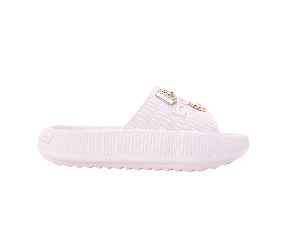 bebe Girl's EVA Slide - Lightweight Comfy Sandals with Metal Charms