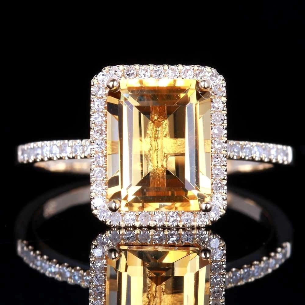 14K Gold Plated Yellow Cubic Zirconia Cocktail Engagement Wedding Anniversary Ring