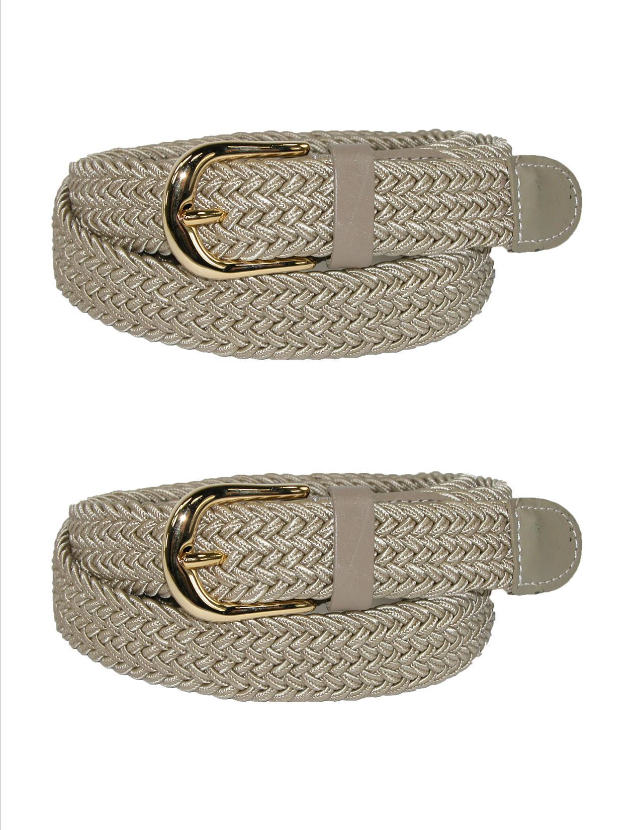 CTM® Women's Elastic Braided Stretch Belt (Pack of 2)