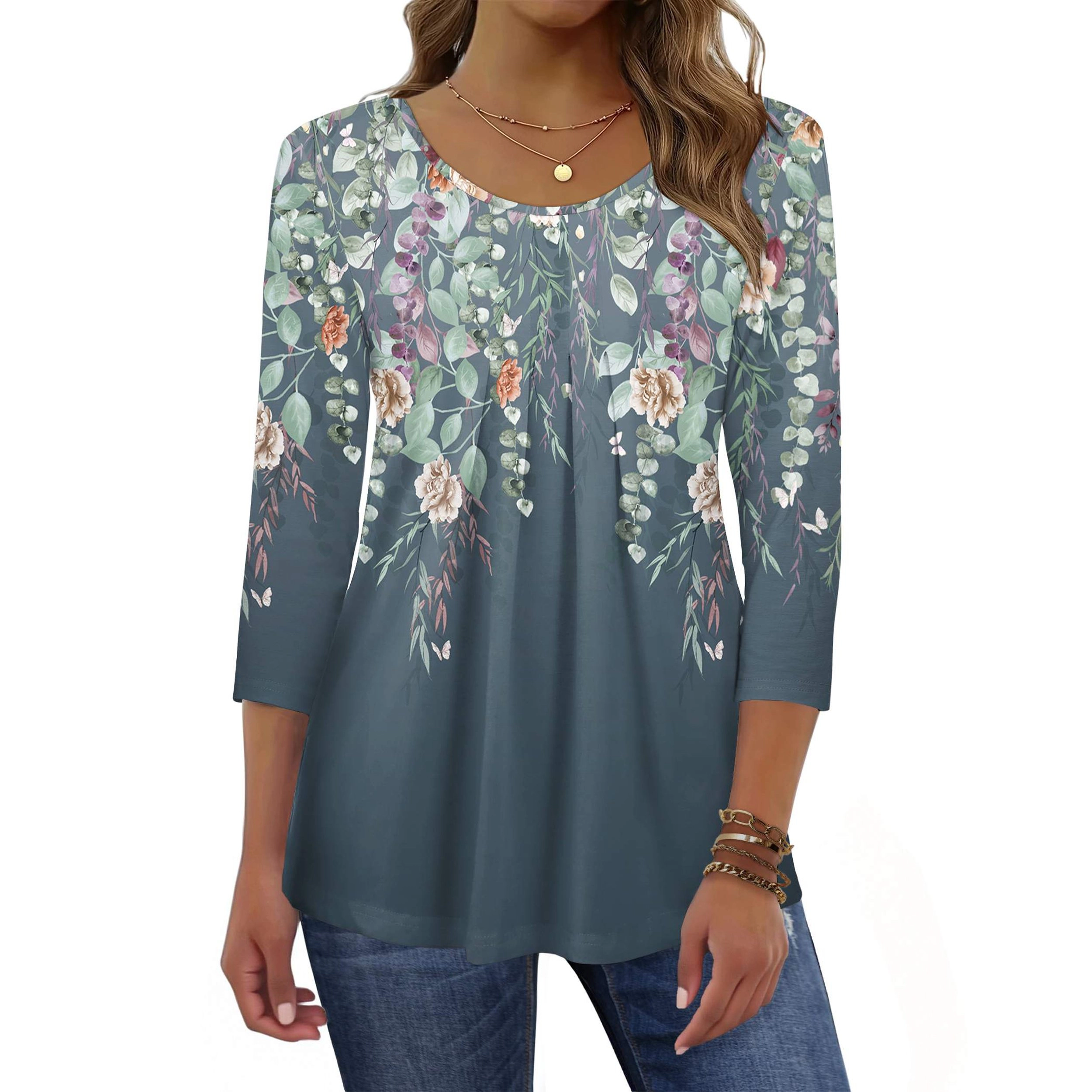 Zeagoo Women Ink Dot Round Neck Top
