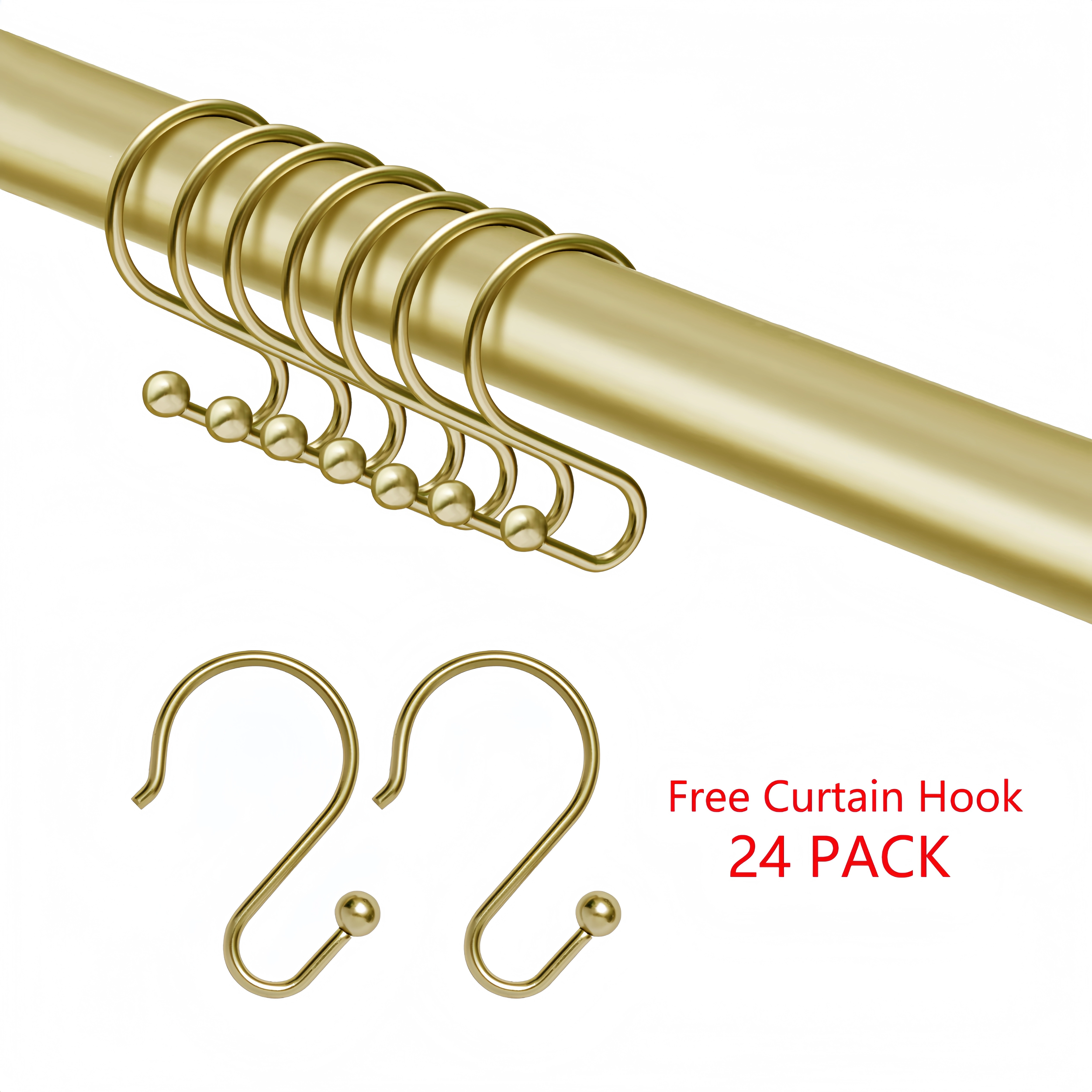 Utopia Alley Rustproof Aluminum Double L Shaped Shower Curtain Rod 72"Lx31.7"W, with 24 Hooks & Ceiling Support