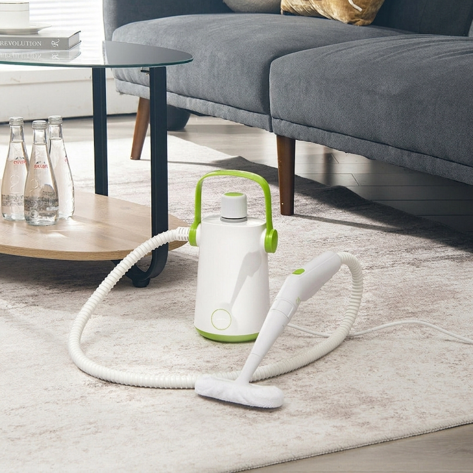 SUGIFT 1000W Multifunction Portable Hand-held Steam Cleaner 10.2oz Tank with 10 Accessories Gray/Green