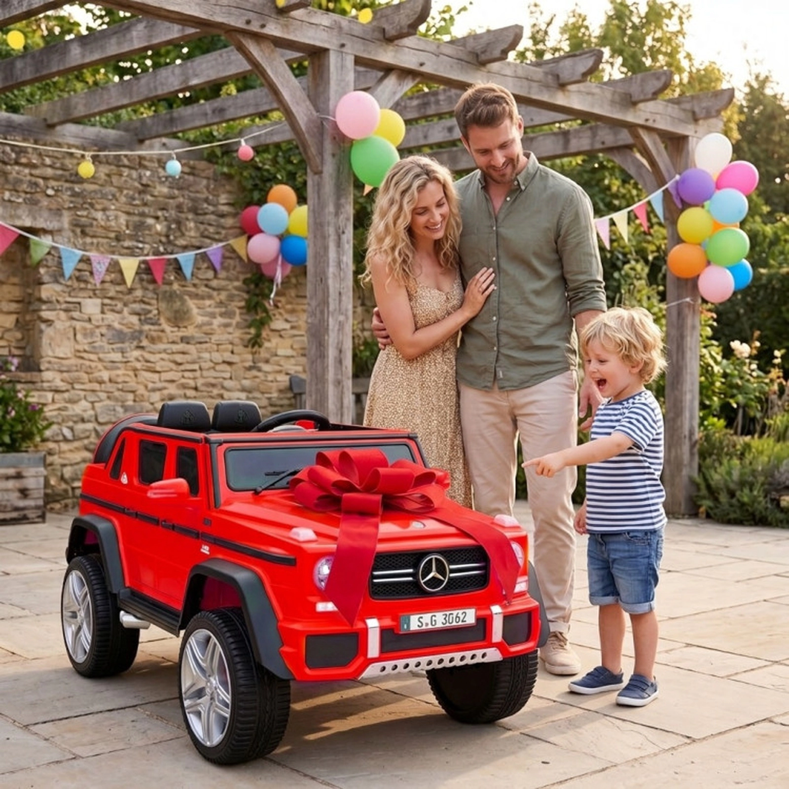 SUGIFT 12V Mercedes-Benz Kids Ride-On Car 66-lb Capacity Ages 3-6 45-in Long 12V Battery Remote Control & Music Red