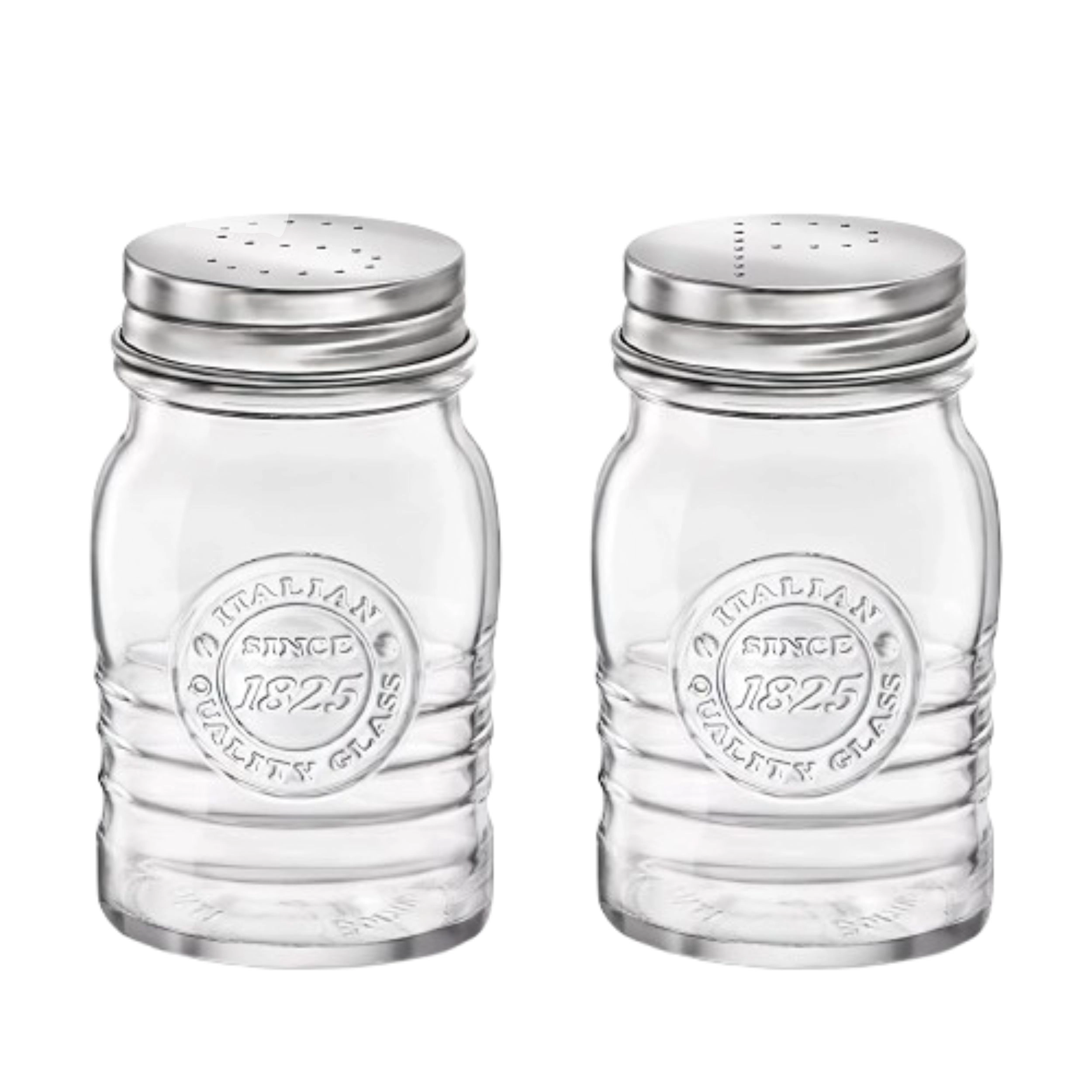 Home Collection Set of 2 Glass Salt and Pepper Shakers with Vintage Design