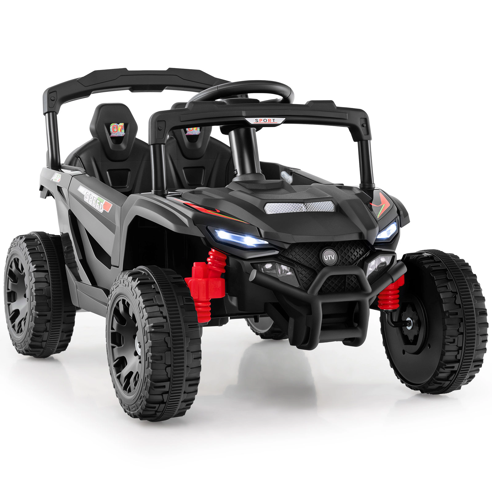 LJG 12V Kids Ride on Car UTV Electric Vehicle with LED Lights Music and Horn