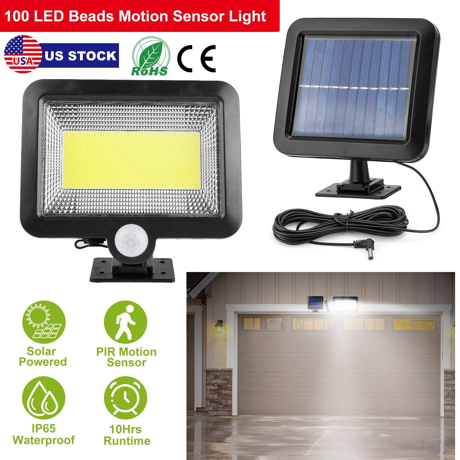 GBruno Solar Motion Sensor Wall Light 100 LED