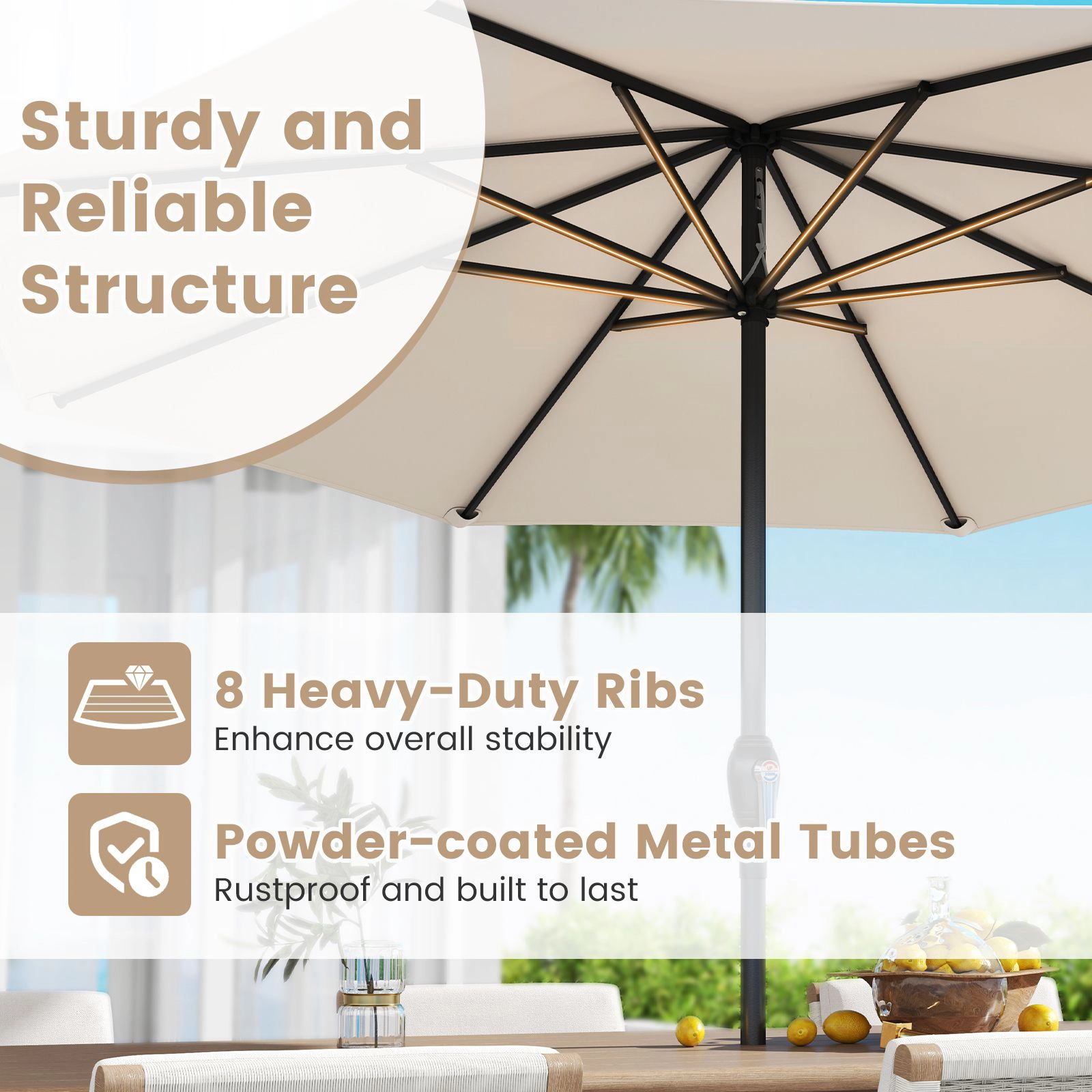 SlickBlue Outdoor Patio Umbrella with Crank and Vented Canopy