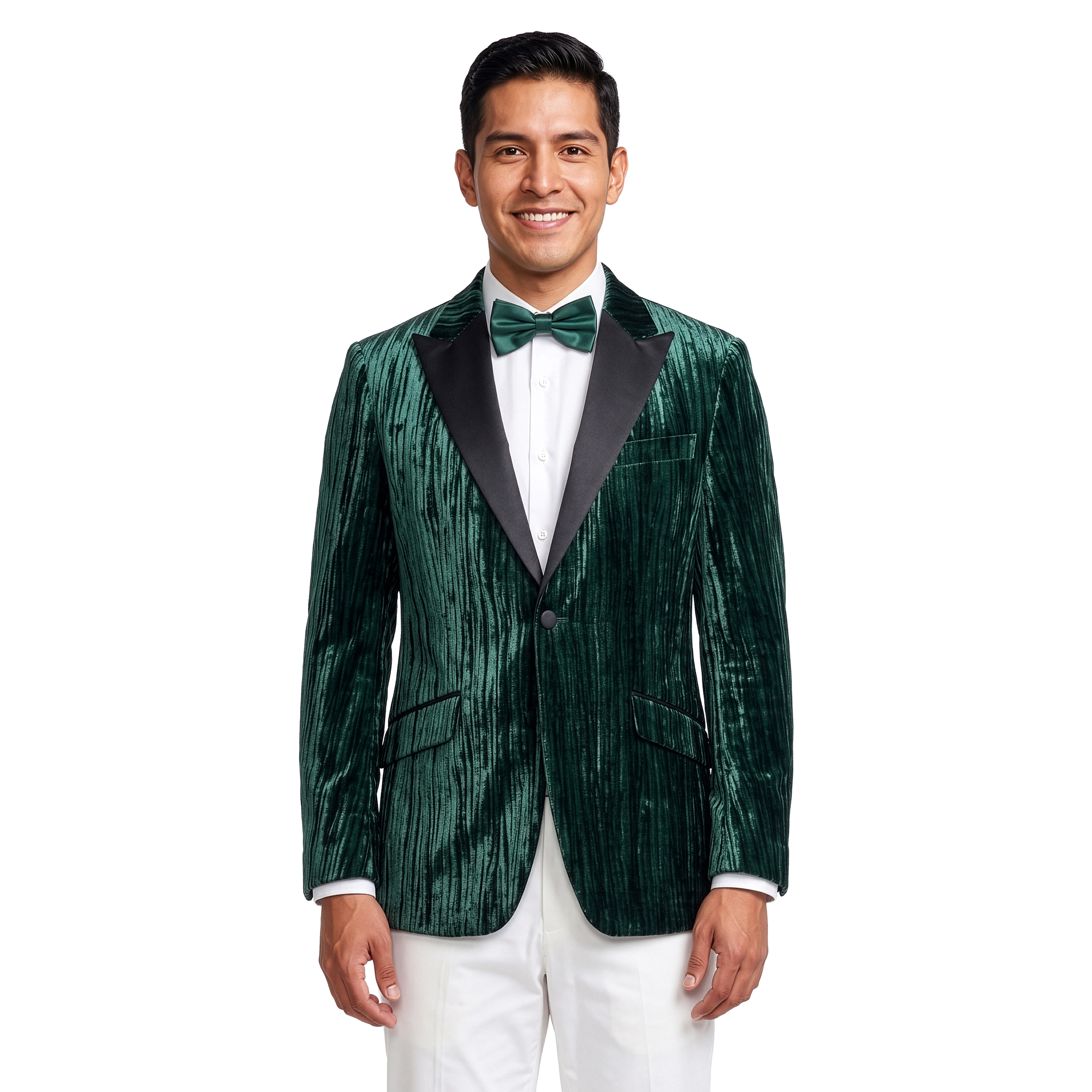 Tazzio Mens Velvet Satin Peak Lapel Tuxedo Jacket