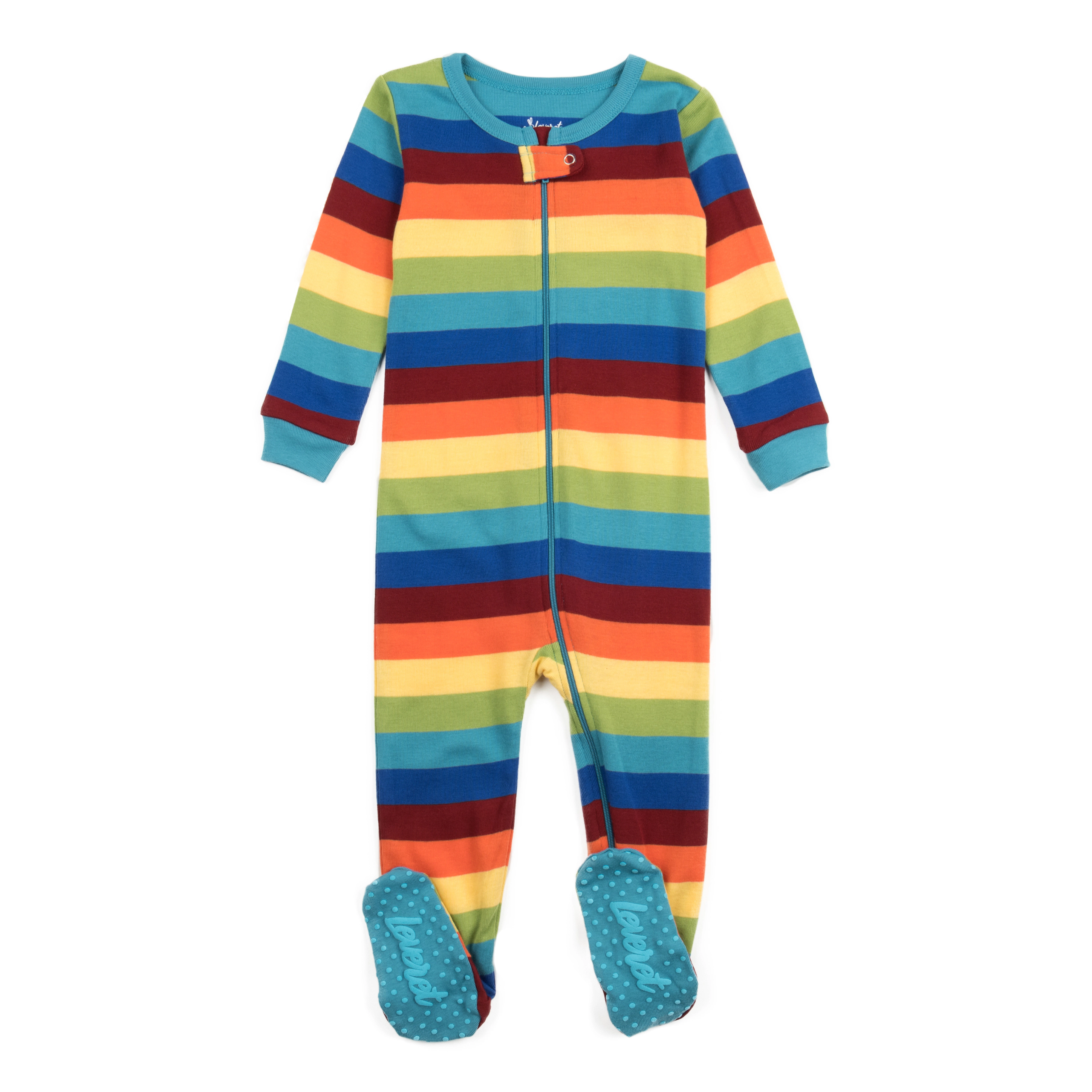 Leveret Baby/Toddler Colorful Rainbow Stripes Cotton Footed Pajamas