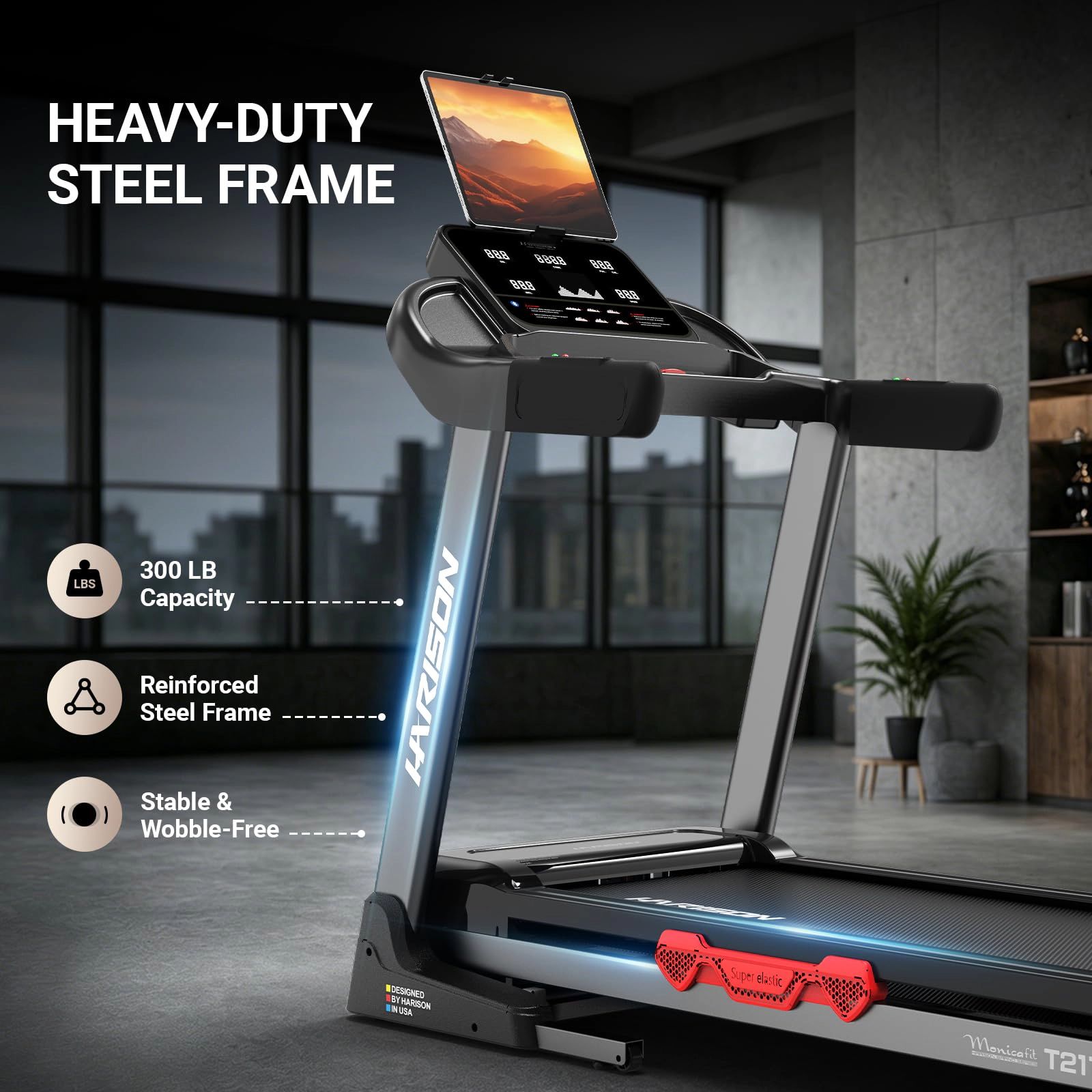 HARISON Folding Treadmill for Home, Intelligent Treadmill with 15% Auto Incline, Compact Running Machine (HR-T211A)