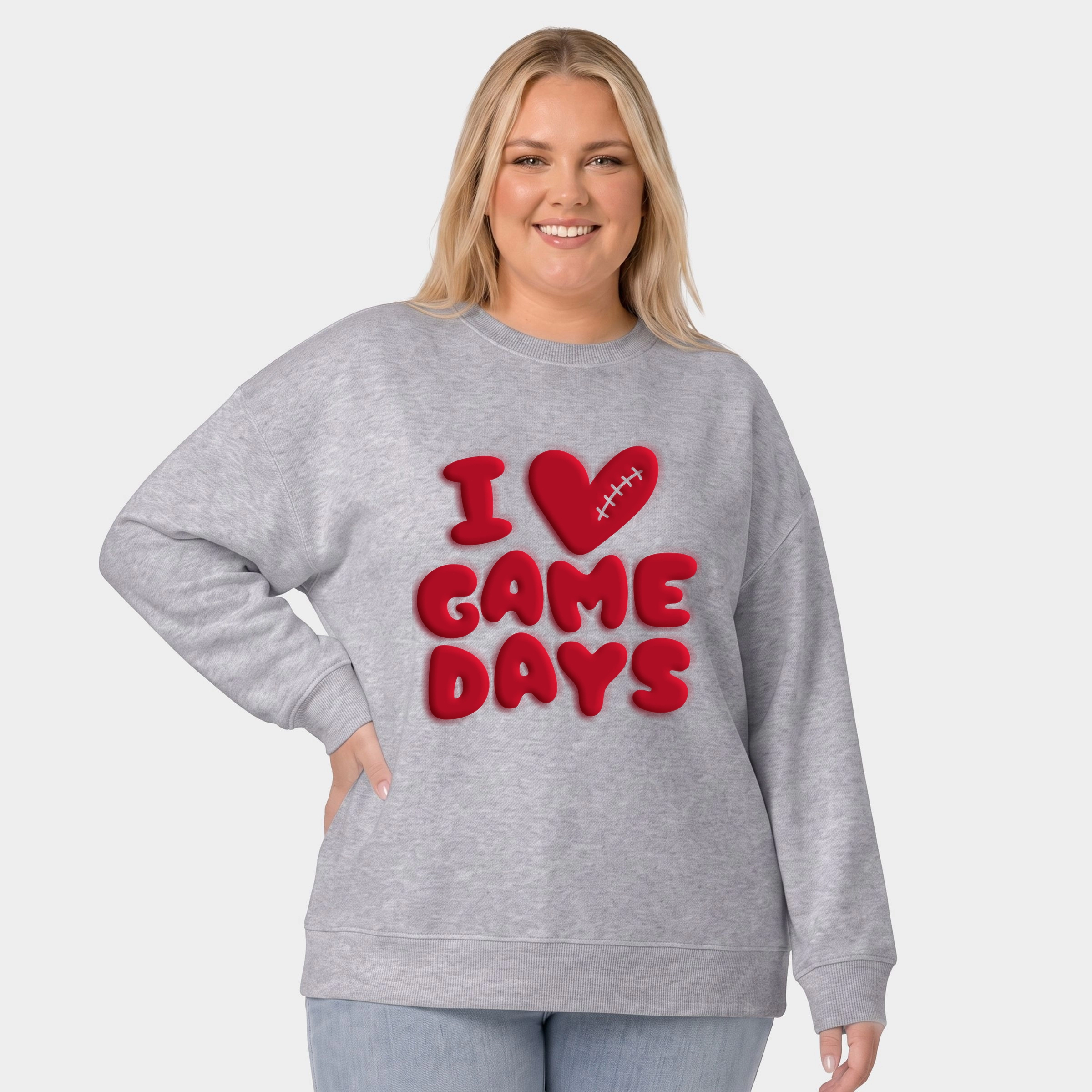 Simply Sage Market - Women's Plus Sized Graphic Sweatshirt I Love Game Days Puff Print