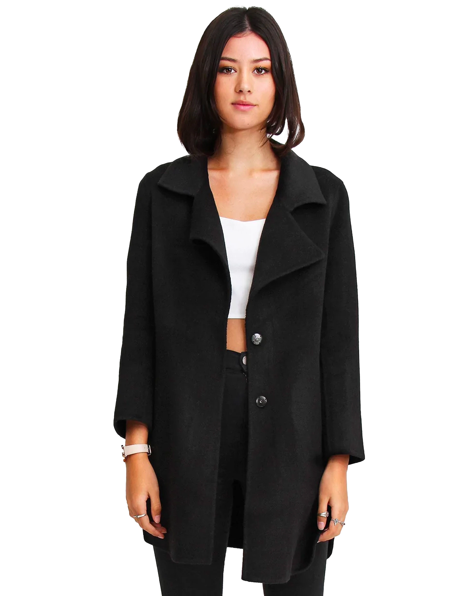 Belle & Bloom Womens Ex-Boyfriend Wool Blend Oversized Jacket