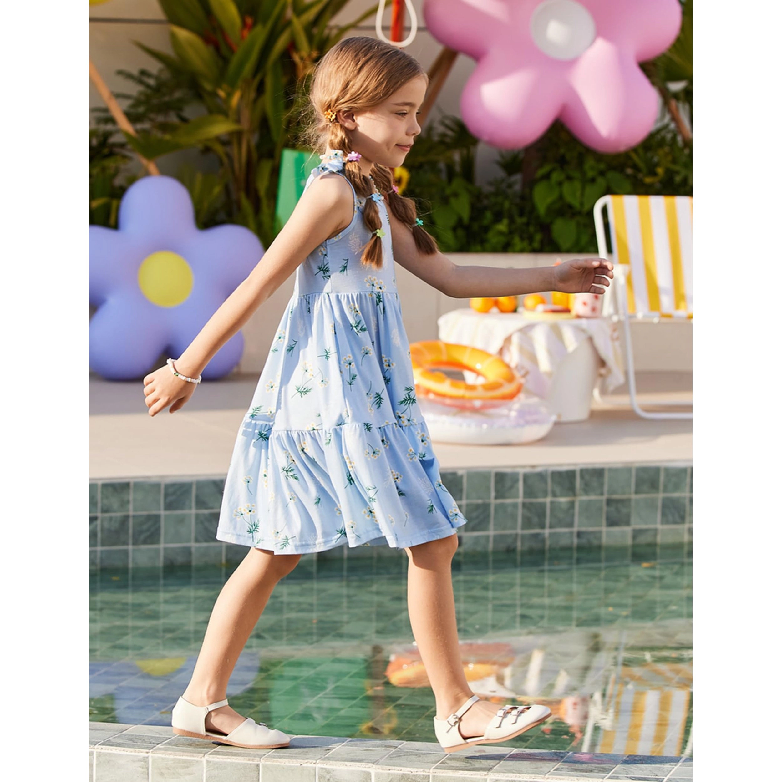 Arshiner Summer Dresses For Girls Little Casual Beach Party Bowknot Sling Sundress Toddler