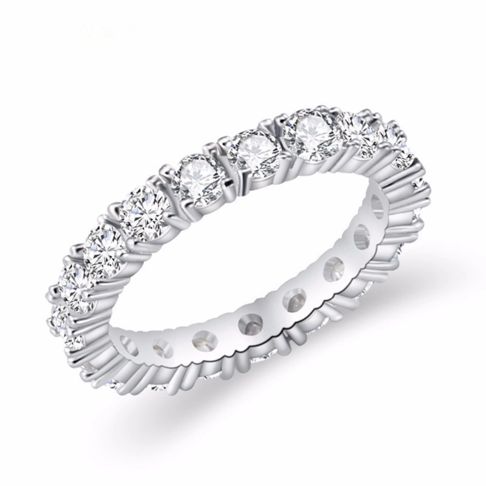 Wardrobe Whimsy Full Eternity Round Cubic Zirconia Silver‑Tone Band Ring