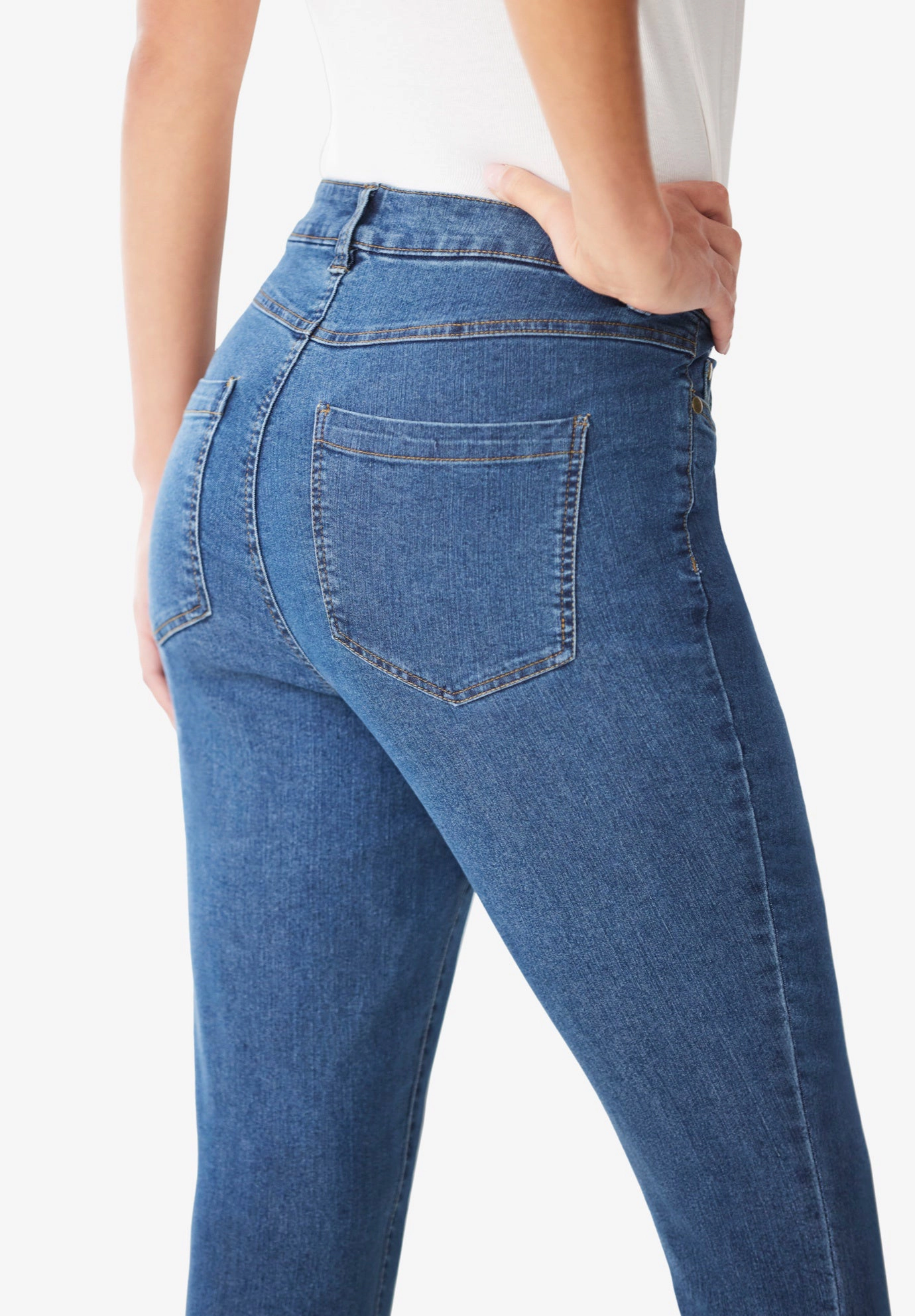 Woman Within Plus Stretch Denim 5-Pocket Straight-Leg Jeans