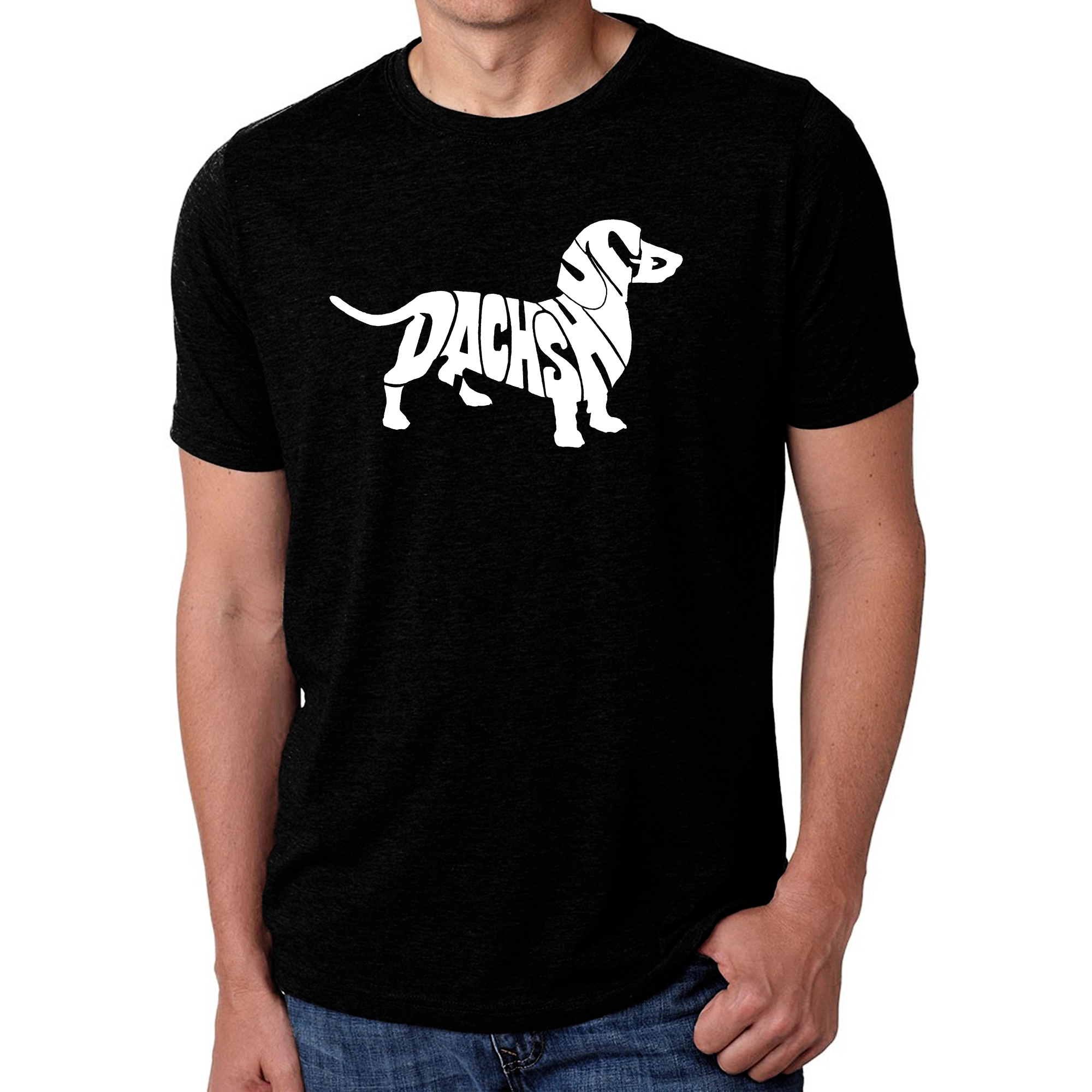 LA Pop Art Men's Cotton/Poly Blend Word T-Shirt - Dachshund