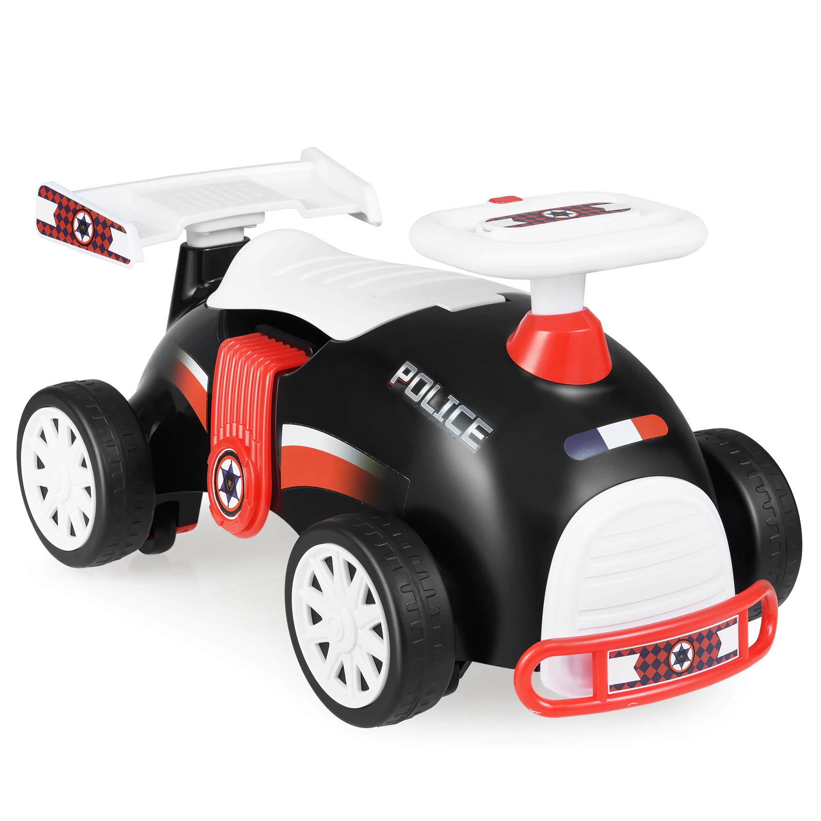 SUGIFT Black Toddler Ride-On Sliding Car with 12 Songs Under Seat Storage and Universal Wheels 33-lb Rider