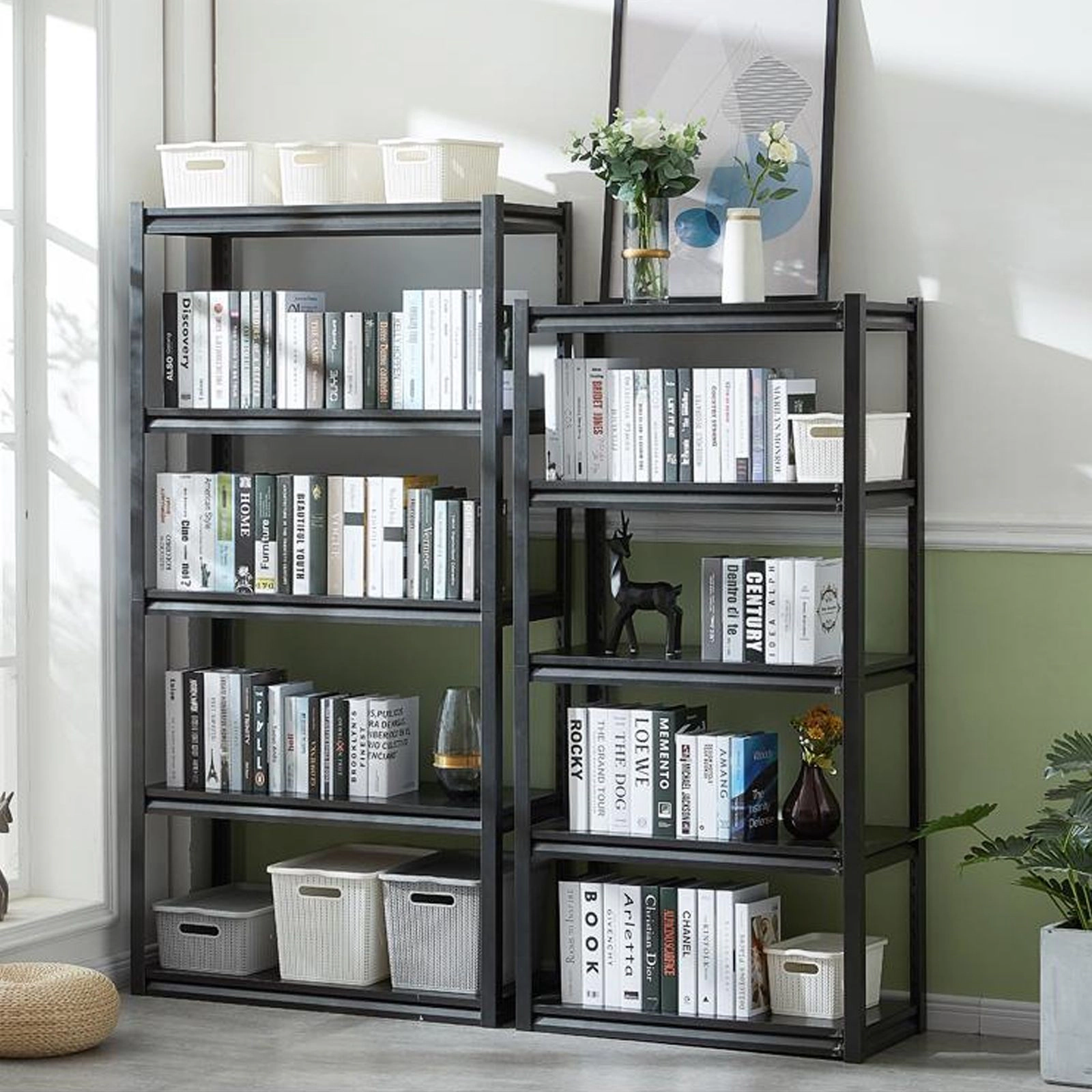 Flynama 5 Tier Metal Garage Shelving 2000LBS 63 in. H Heavy Duty Adjustable Industrial Storage Utility Rack in Black