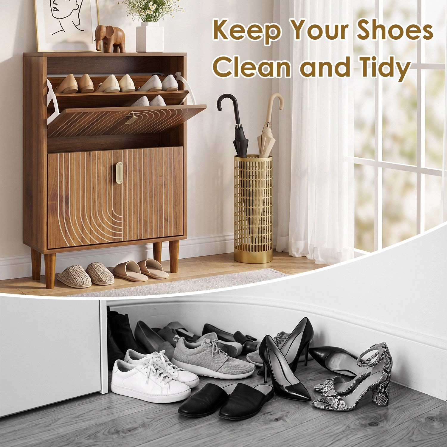 GBruno 2-Drawer Slim Shoe Storage Cabinet