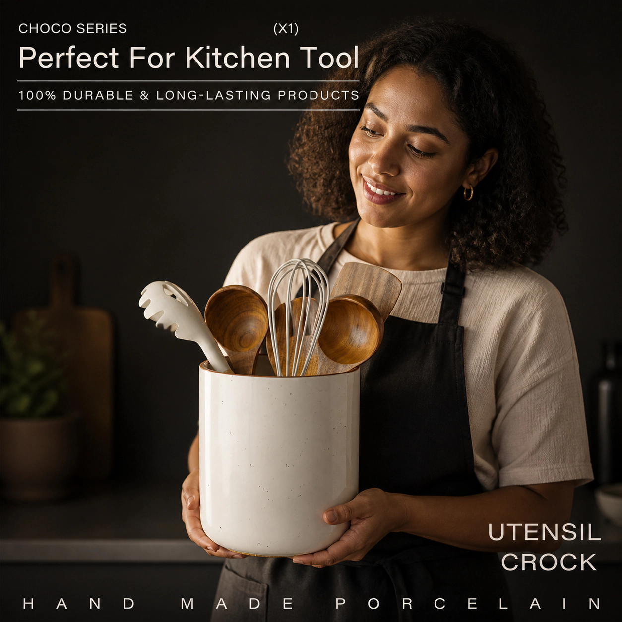 WZK Farmhouse Ceramic Kitchen Utensil Holder