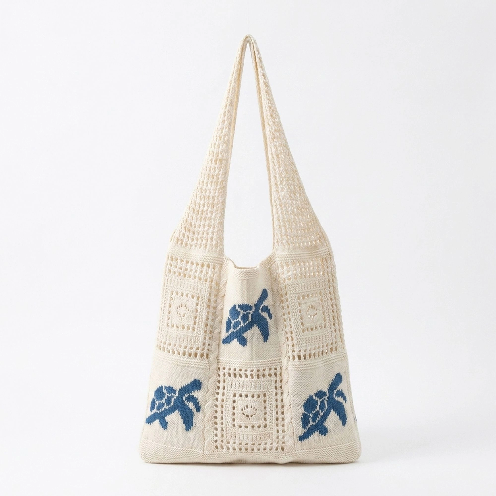 Alilang Women's Knit Tote Bag Floral Pattern Shoulder Open Top Casual Everyday Carry Handbag