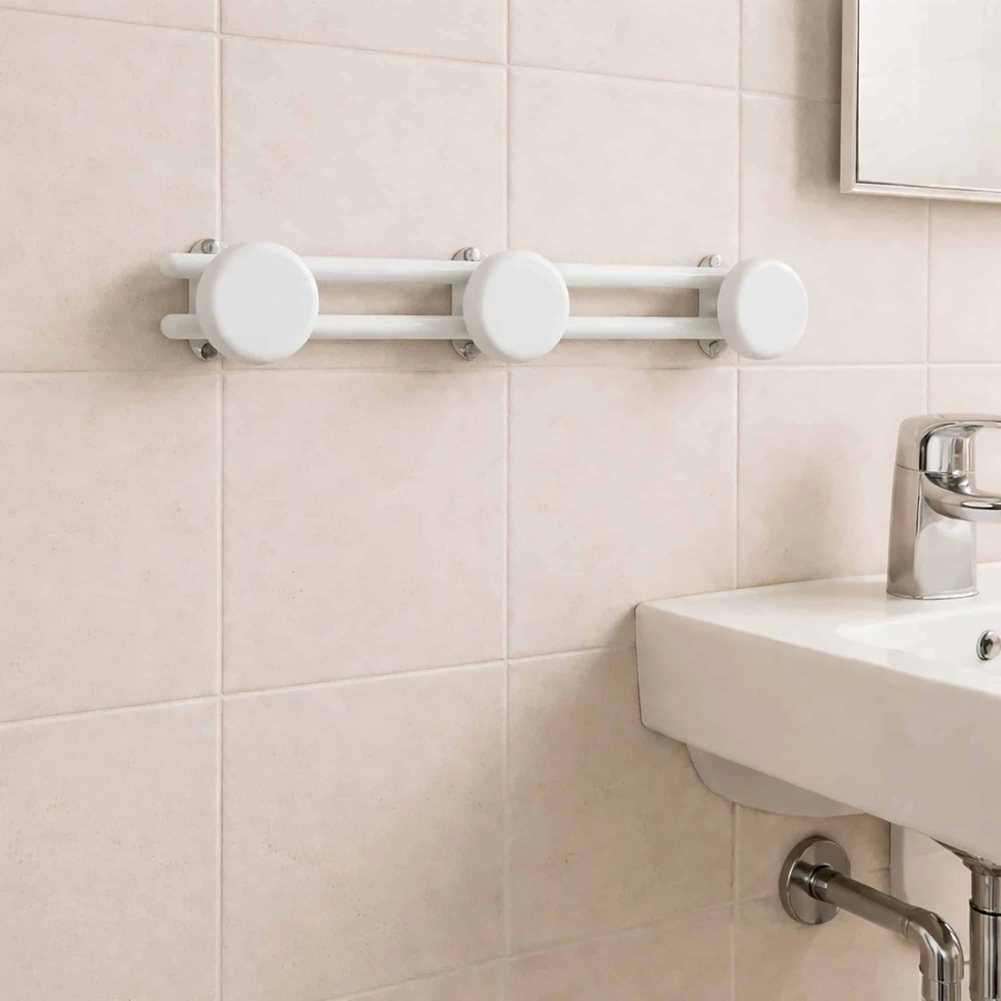 Evideco French Home Goods 3-Hook White Powder-Coated Metal Wall Rack 17 in