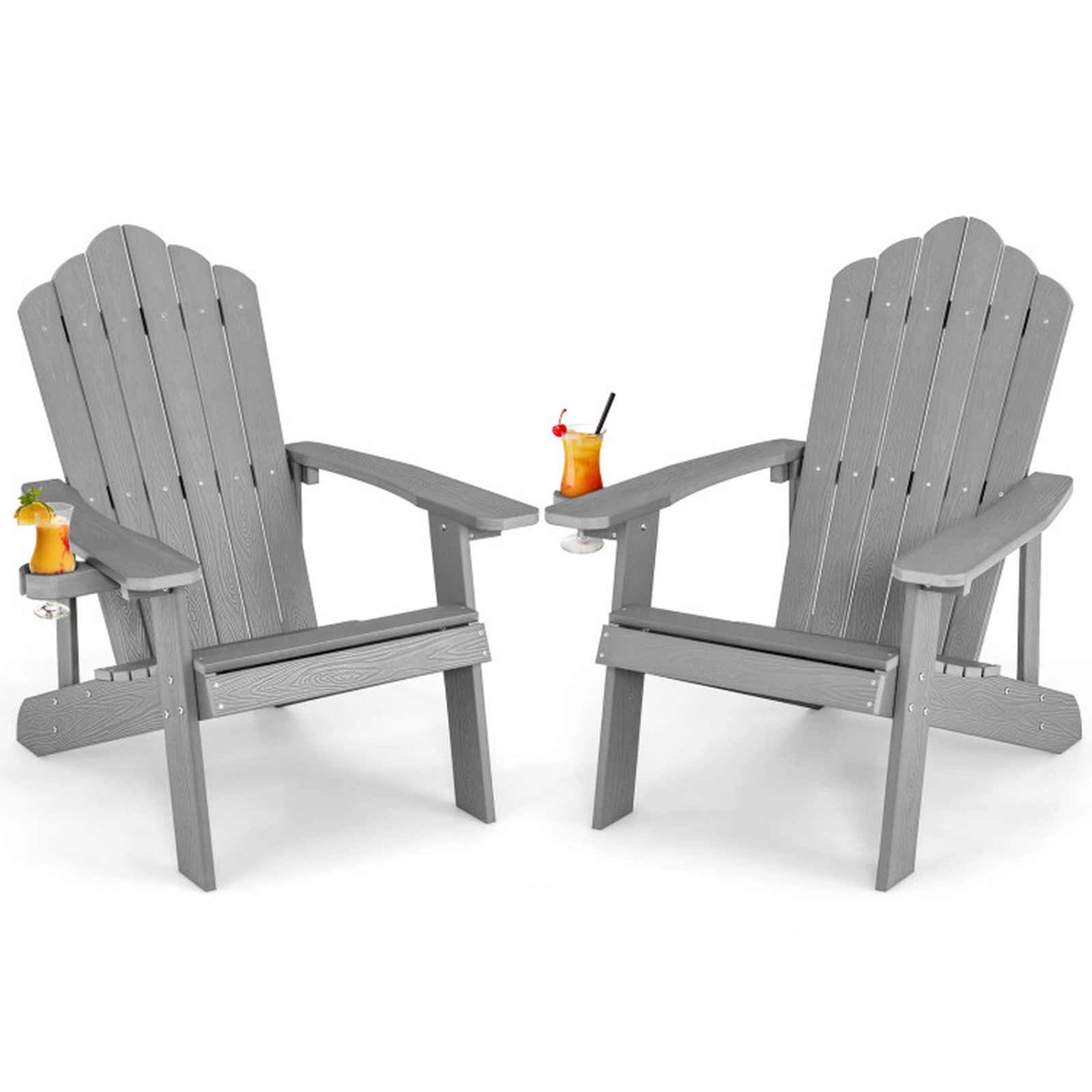 SUGIFT Silver Gray Adult and Kids Chairs for Porch and Backyard 2 Piece Adirondack Chair Set
