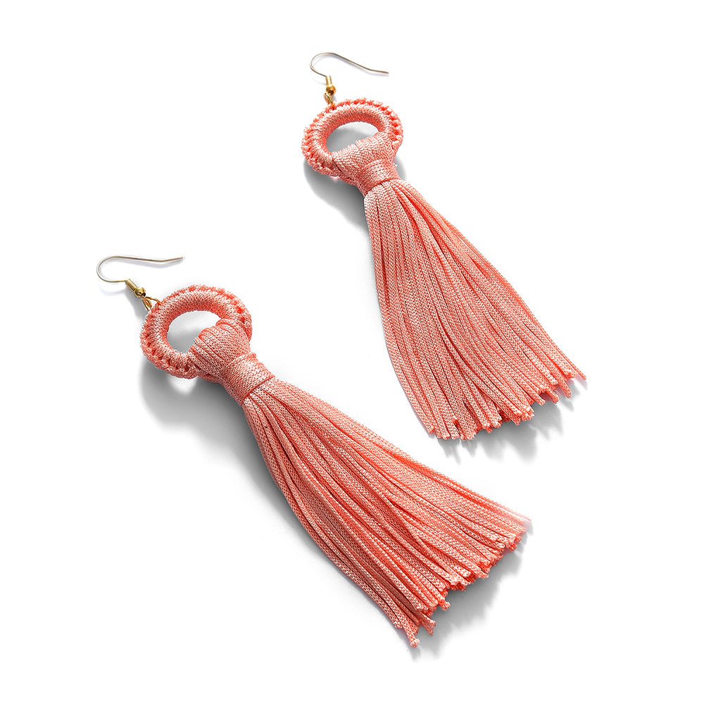 SOHI Women's Pink Tassel Drop Earrings