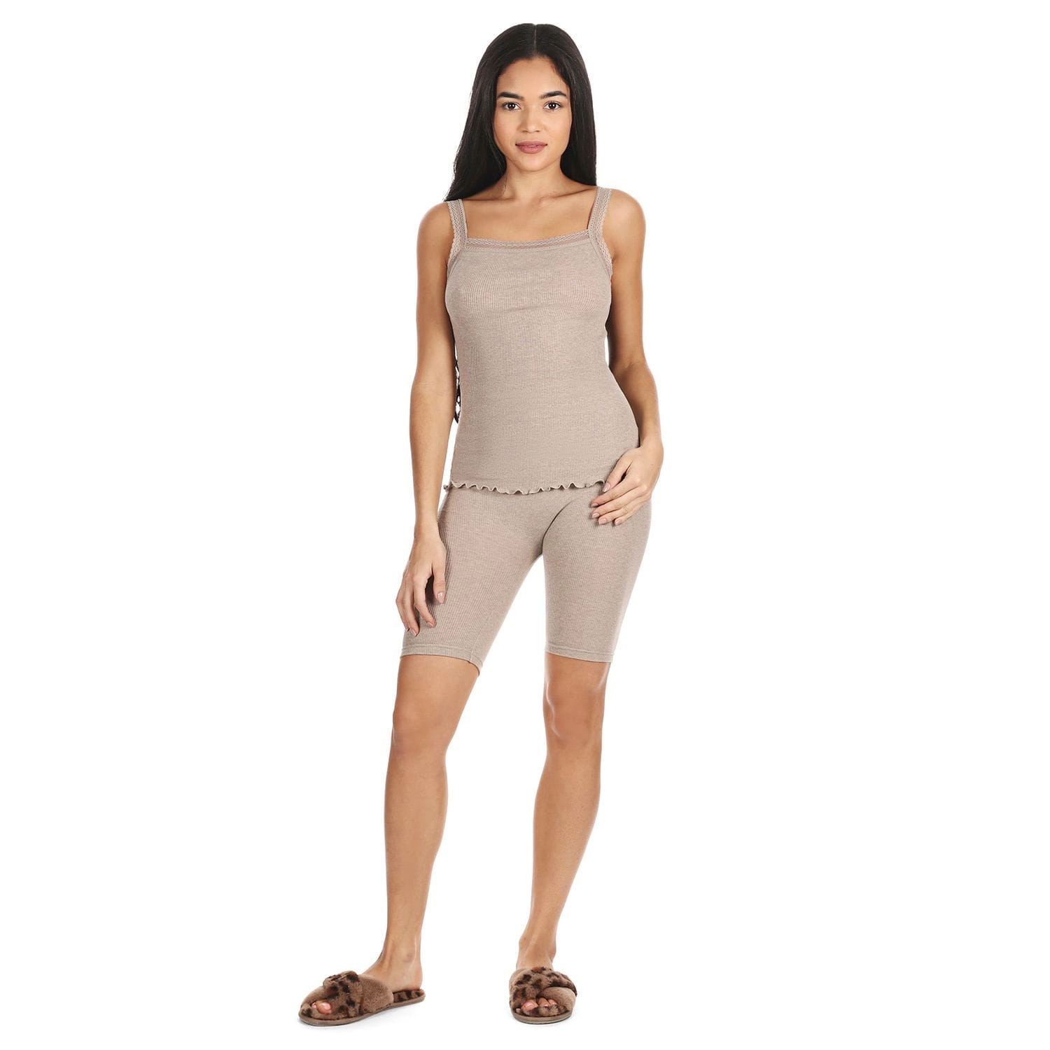 Memoi Women's Organic Cotton Seamless Ribbed Lace Camisole