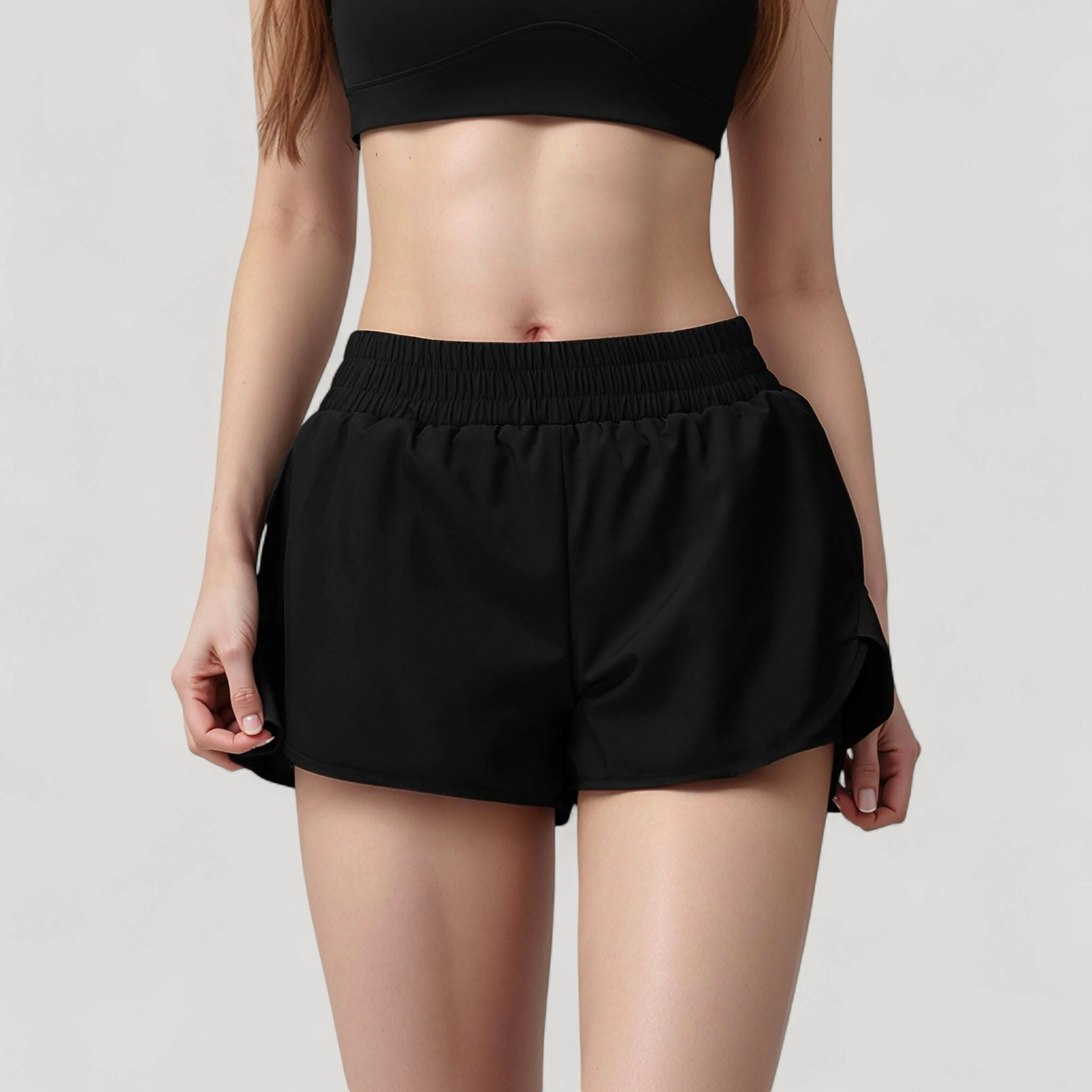 Anna-Kaci Women's High Waist Running Shorts with Built-In Liner and Side Pockets for Storage