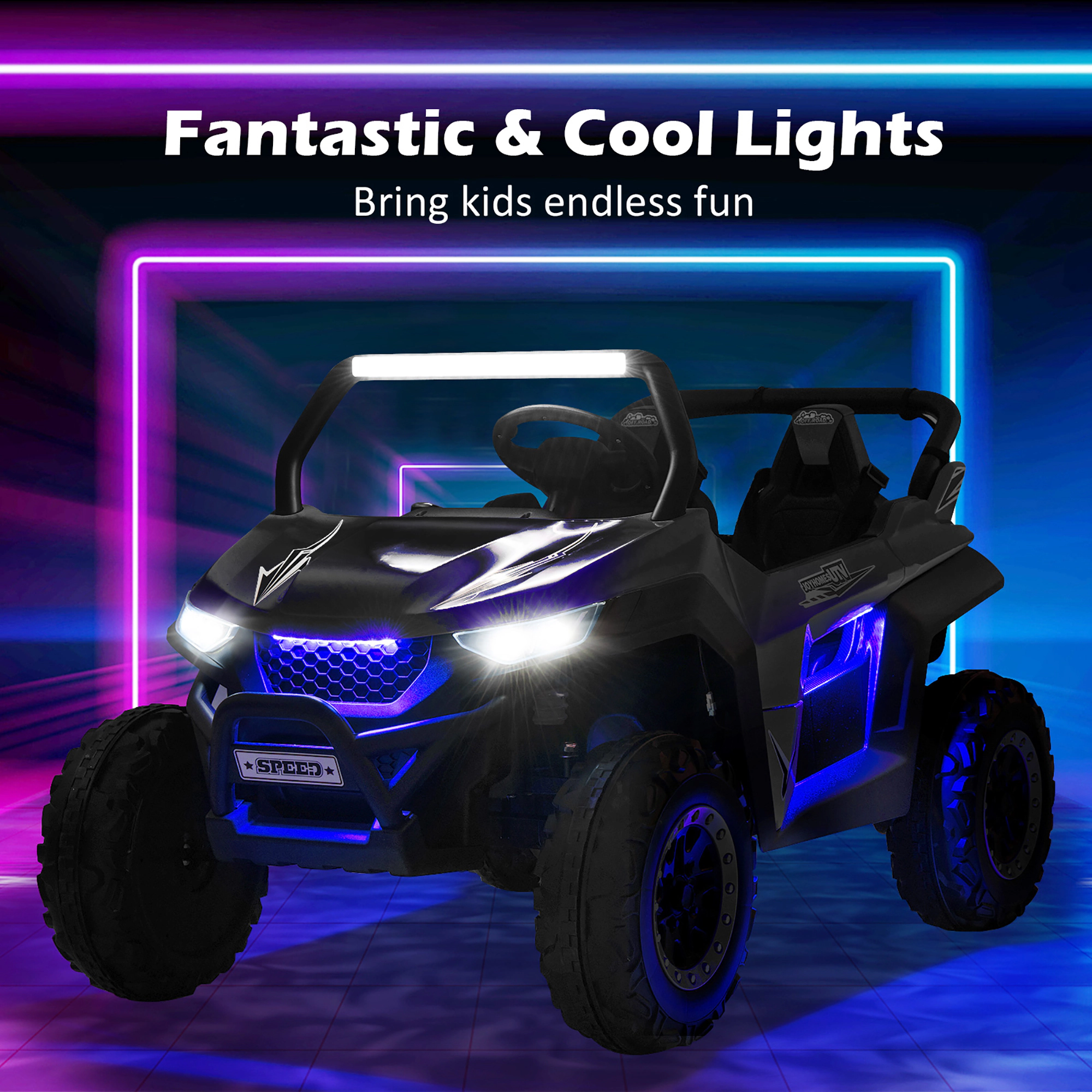 Costway 12V 2-Seater Kids Ride On UTV RC Electric Vehicle Suspension w/ Lights & Music Red