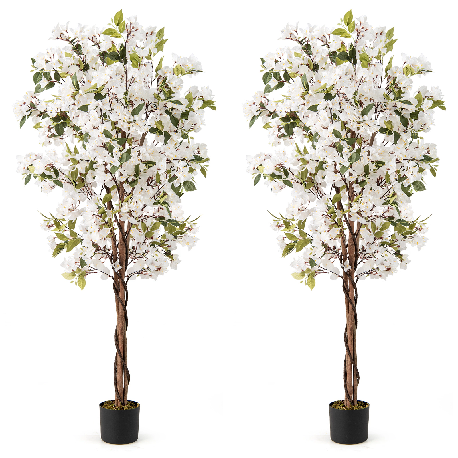 SUGIFT 6-Ft Artificial Bougainvillea Tree with 910 Blossoms Artificial Tree 71-in Tall Rose Red Green