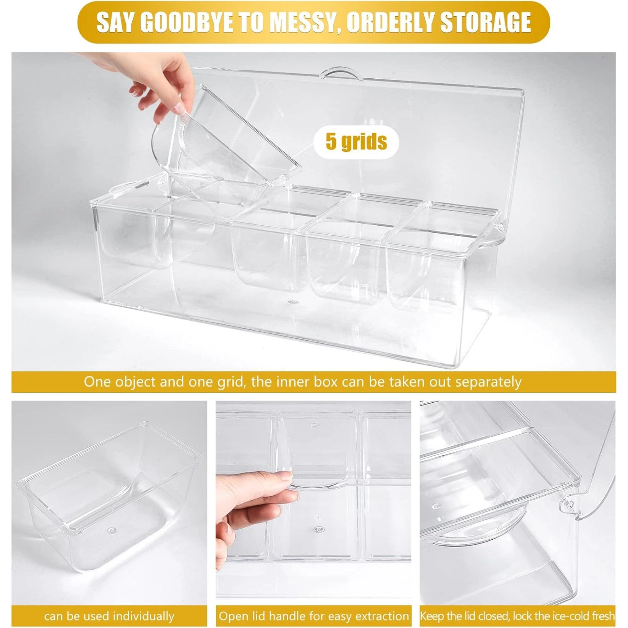Stock Preferred Chilled Condiment Serving Tray with Stainless Steel Utensils