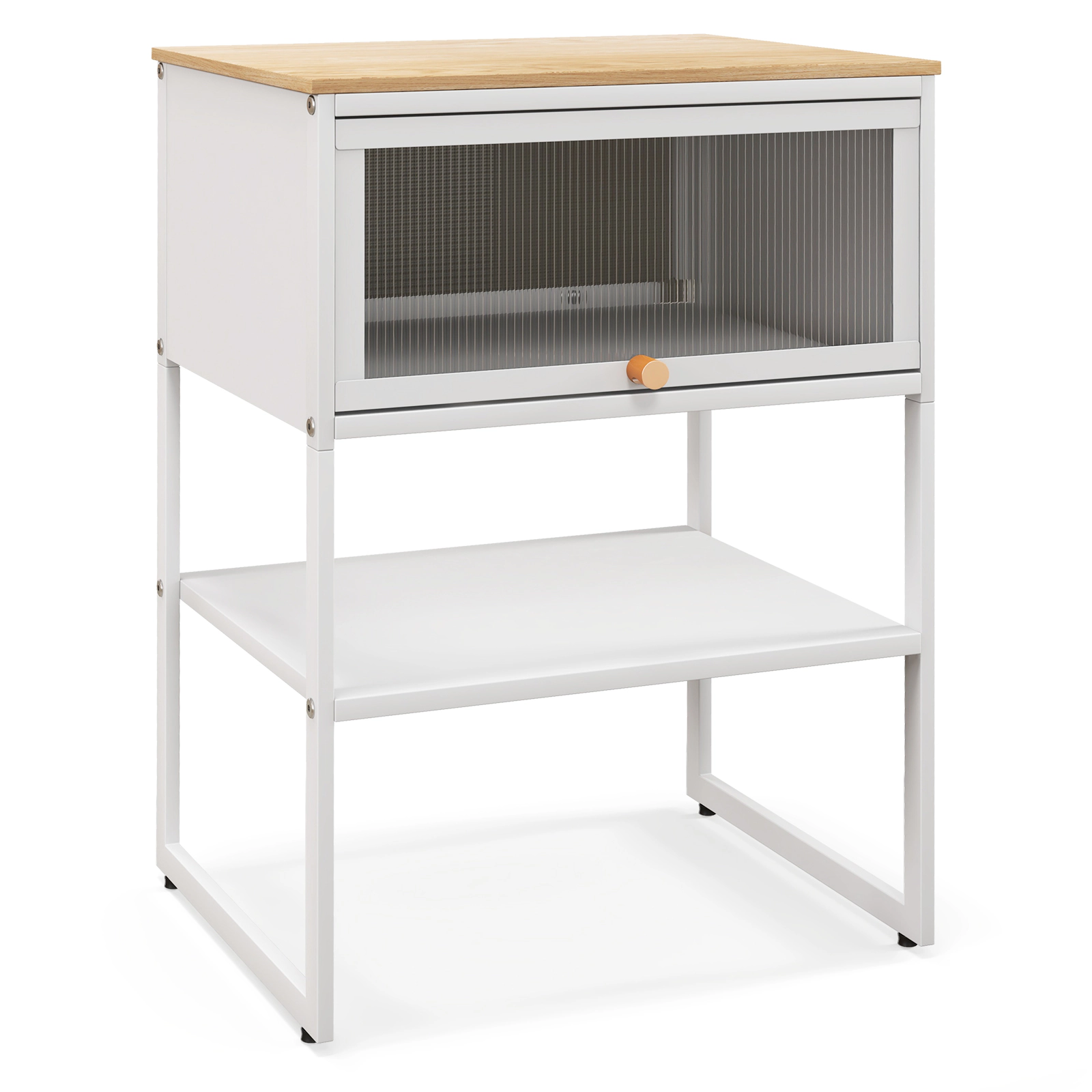 Hivvago Bedside Table with Lift-Up Door and Storage Shelf