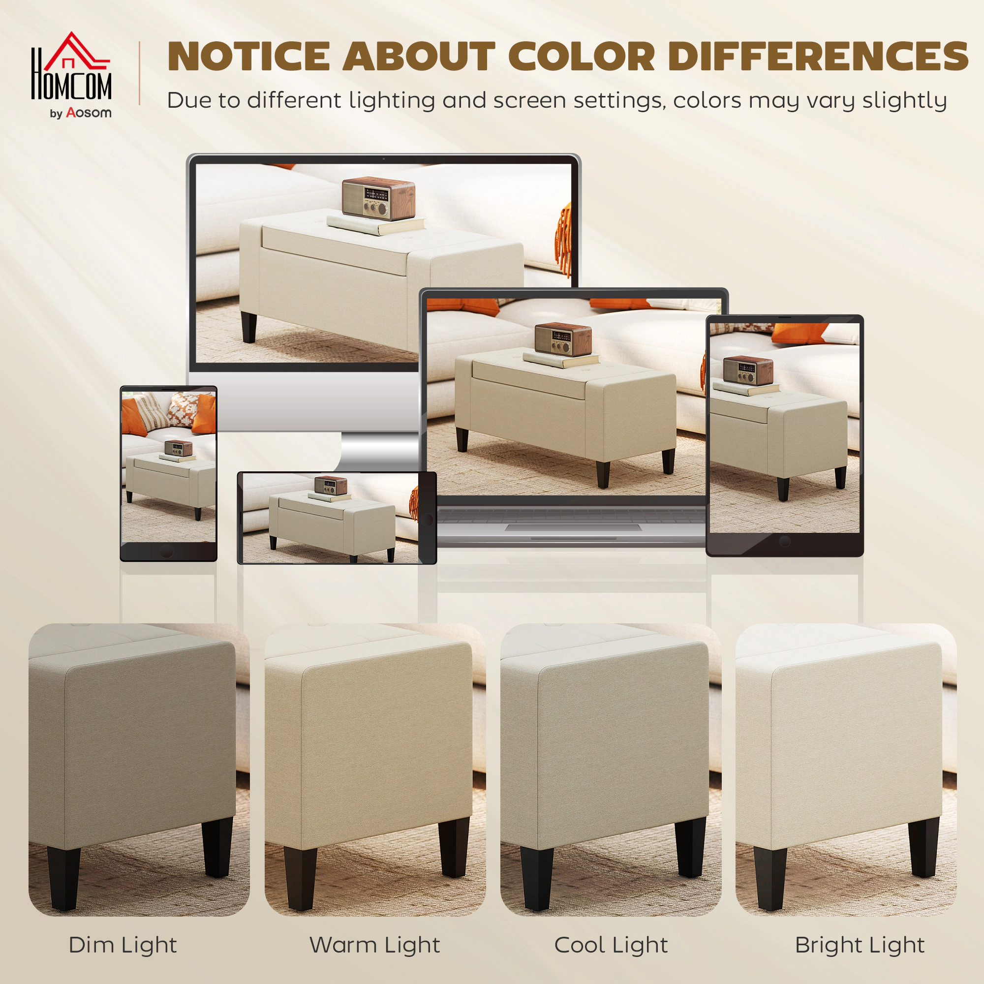 Hivvago 36 Inch Storage Ottoman Bench With Lift-Top Lid